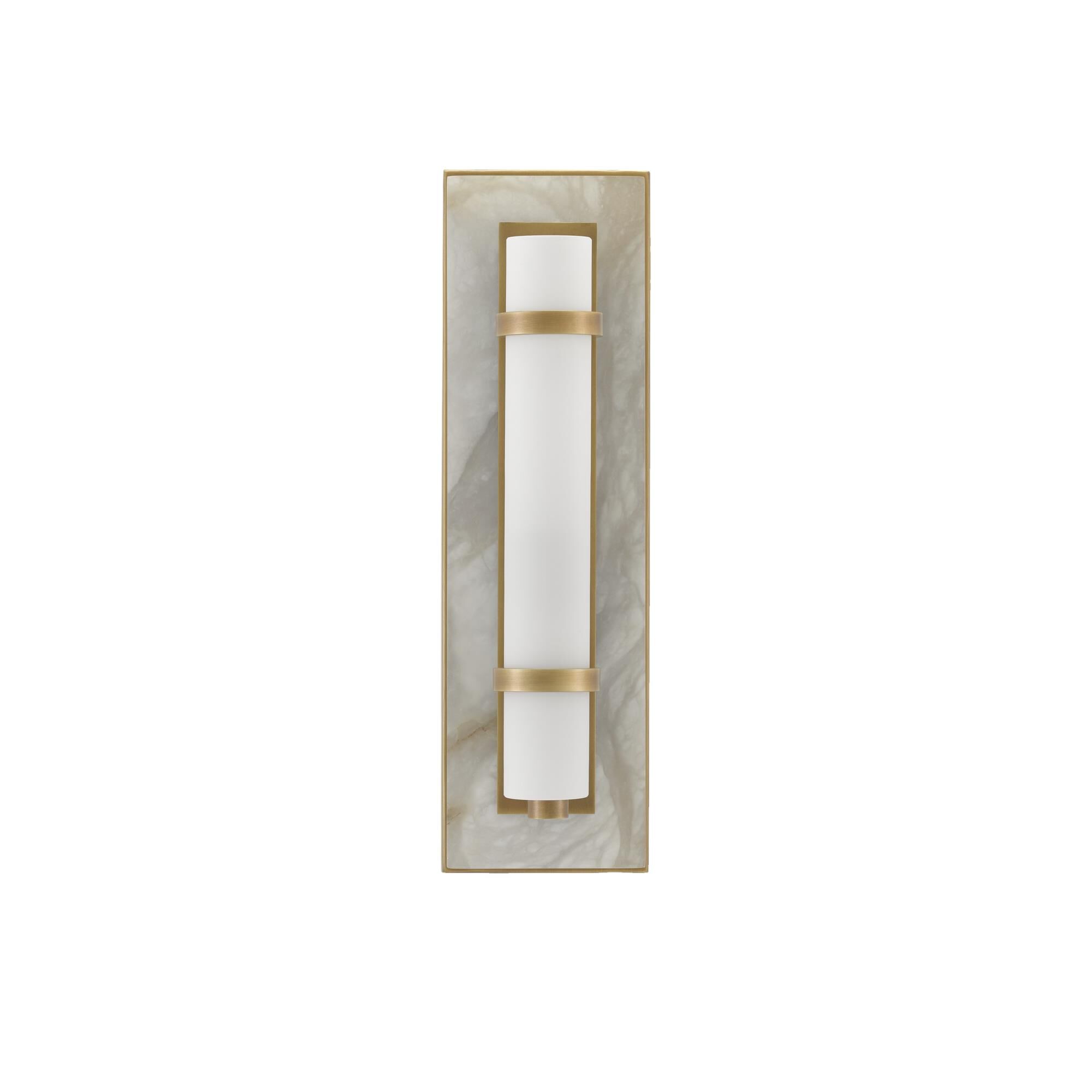 Shown in Natural Alabaster-Antique Brass-Opaque-White finish