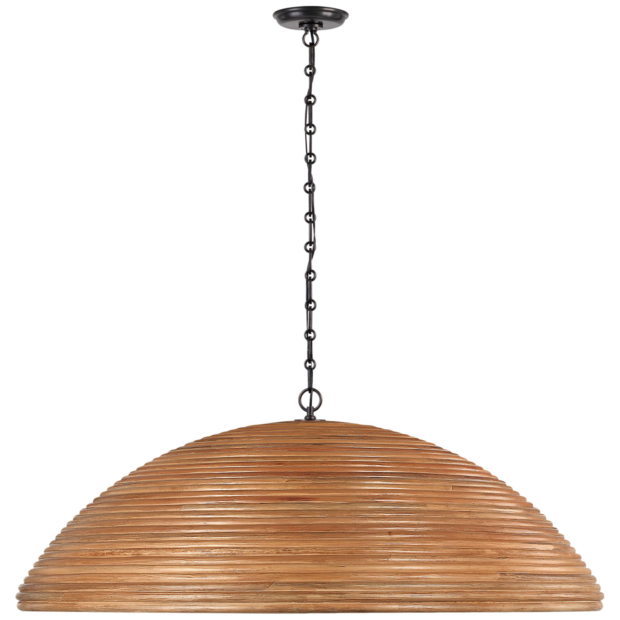 Shown in Bronze finish and Natural Rattan shade