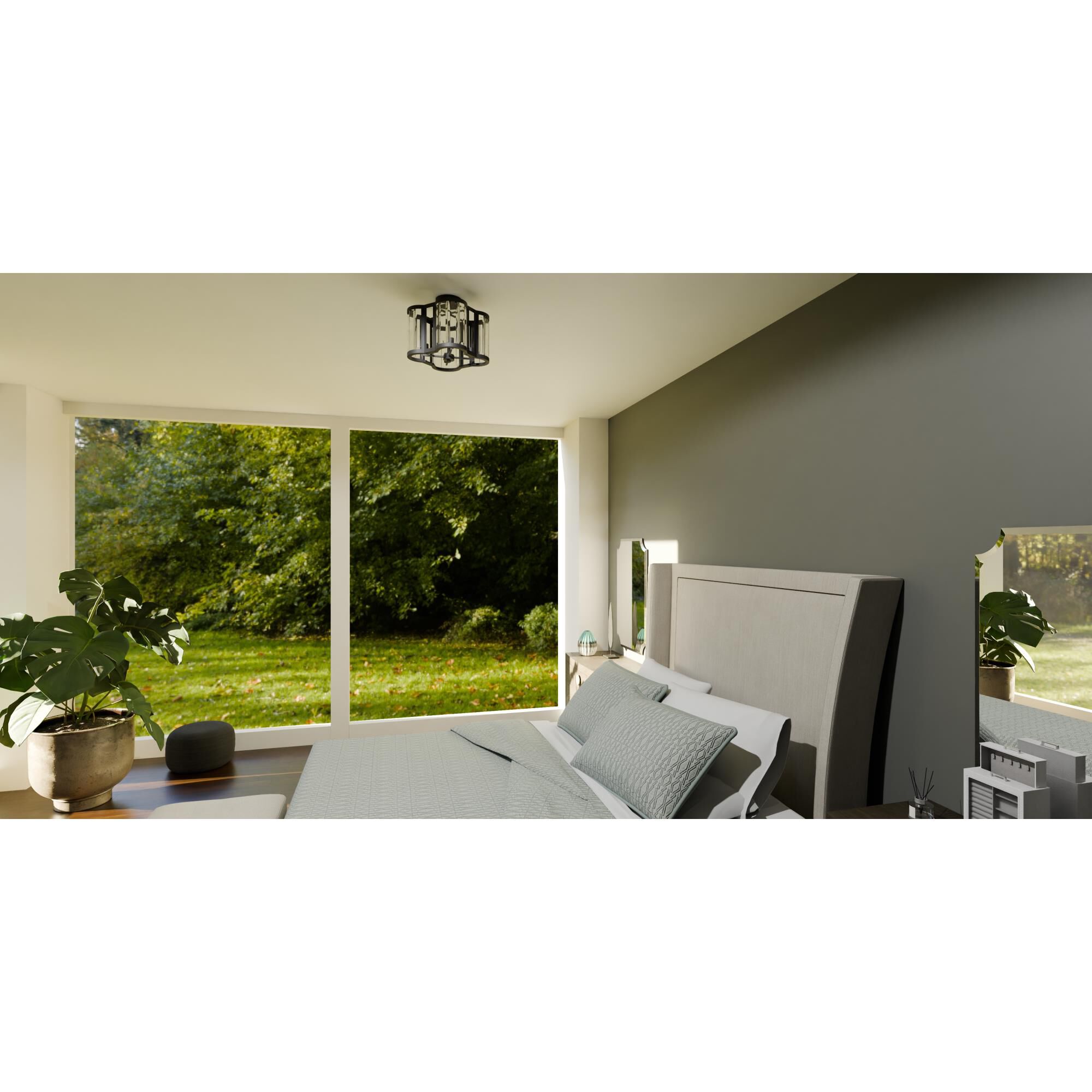 Renee 15 Inch 4 Light Semi Flush Mount by Quoizel