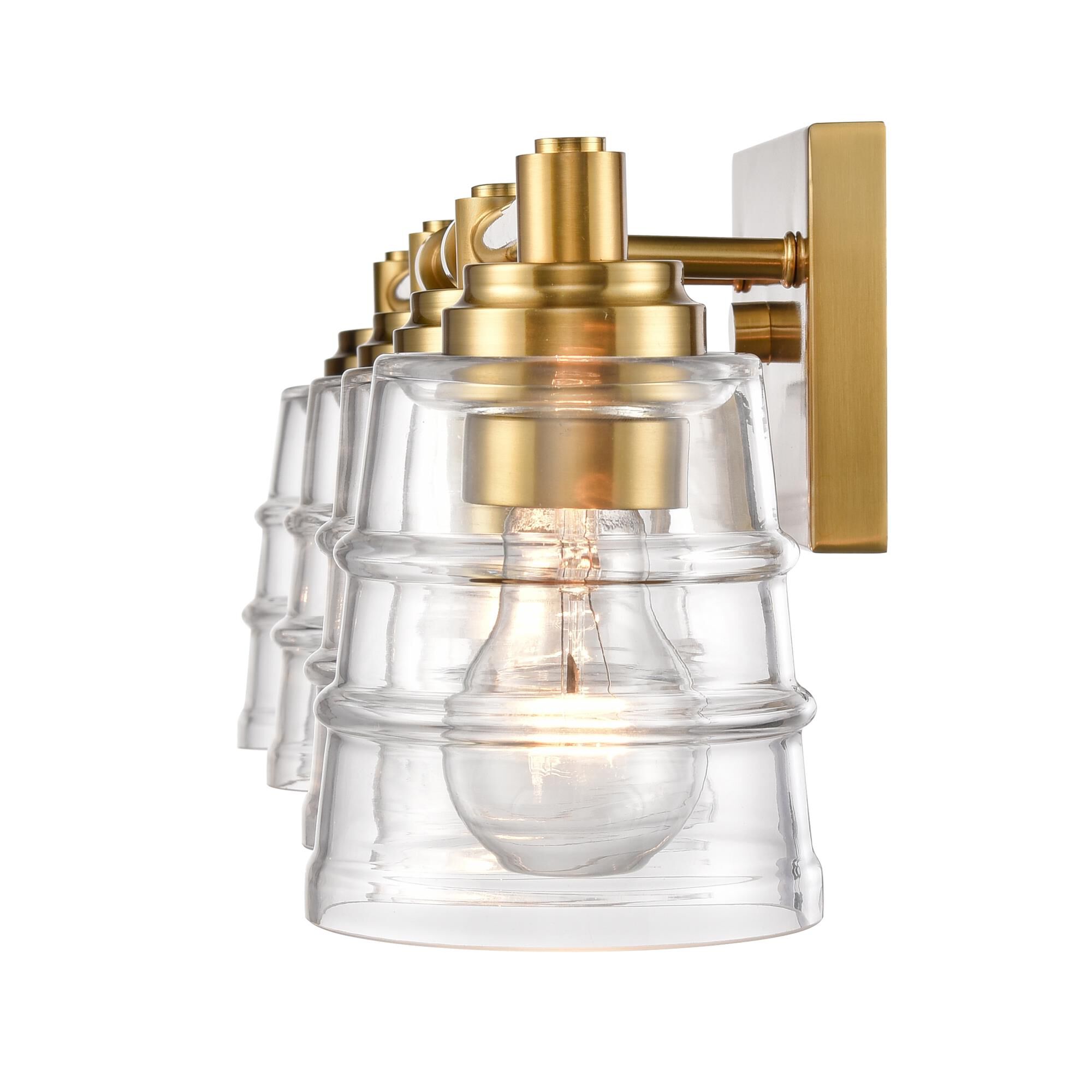 Shown in Gold finish and Clear glass