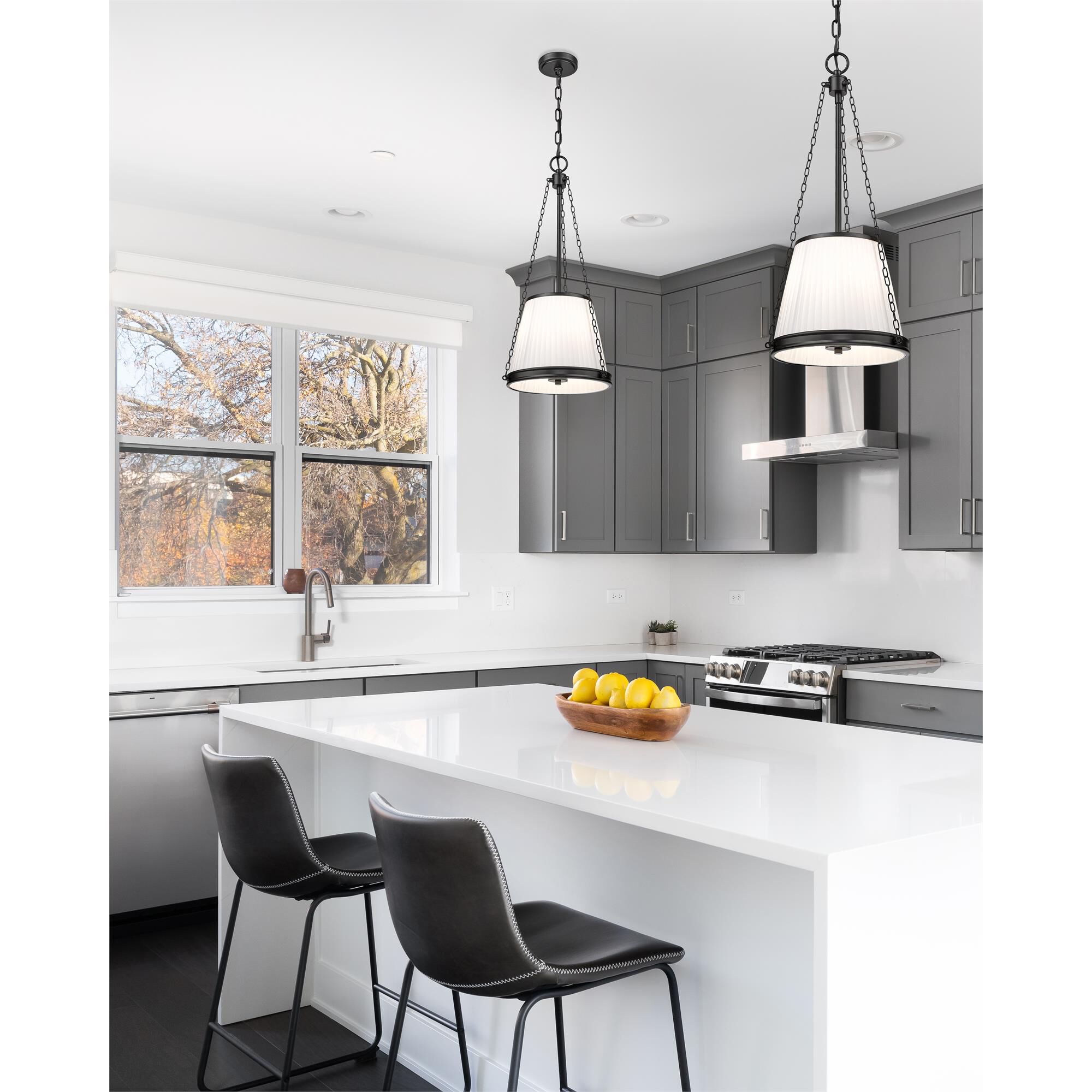 Shown in Matte Black finish and White glass and White shade
