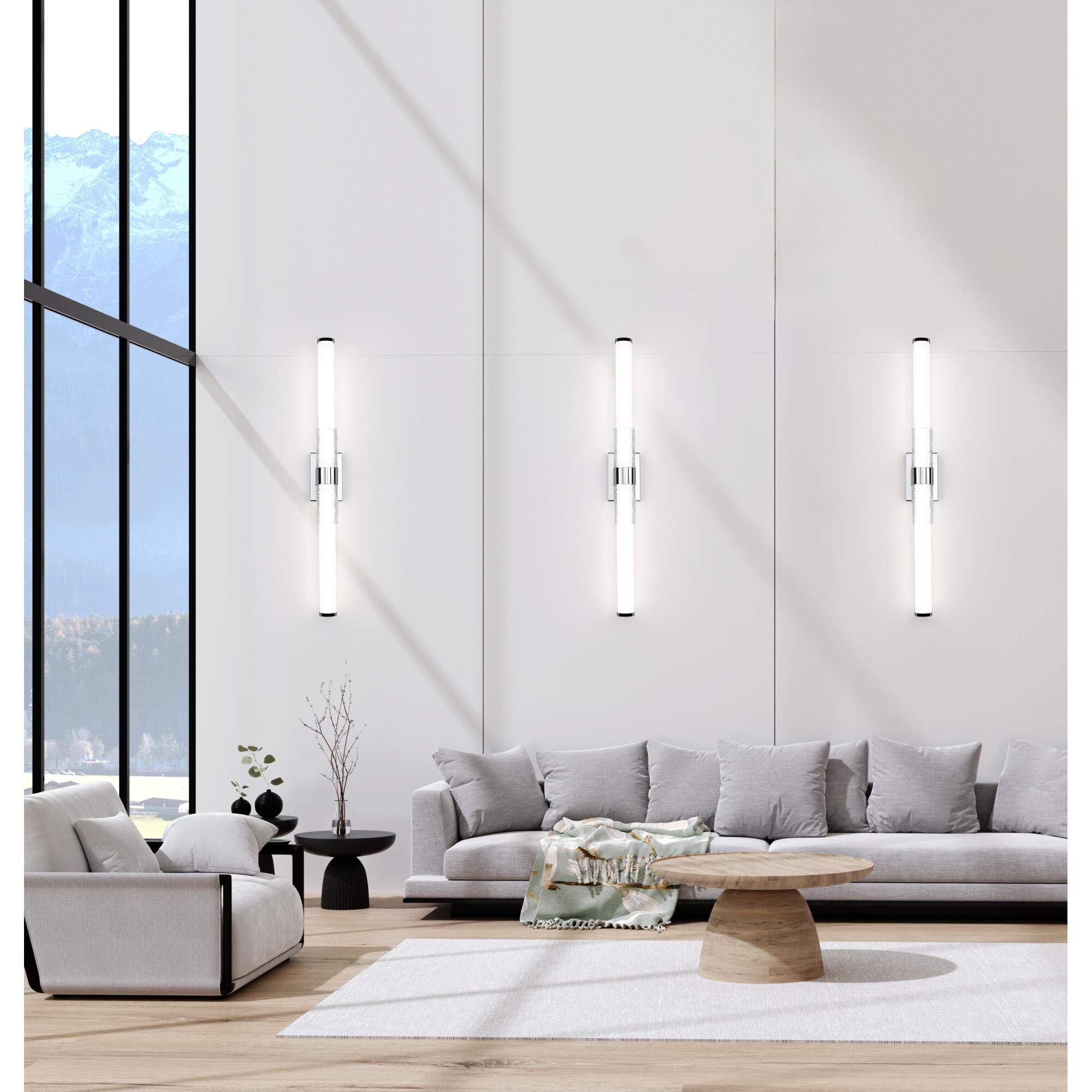 Shown in Chrome finish and Matte Opal glass and Matte Opal shade