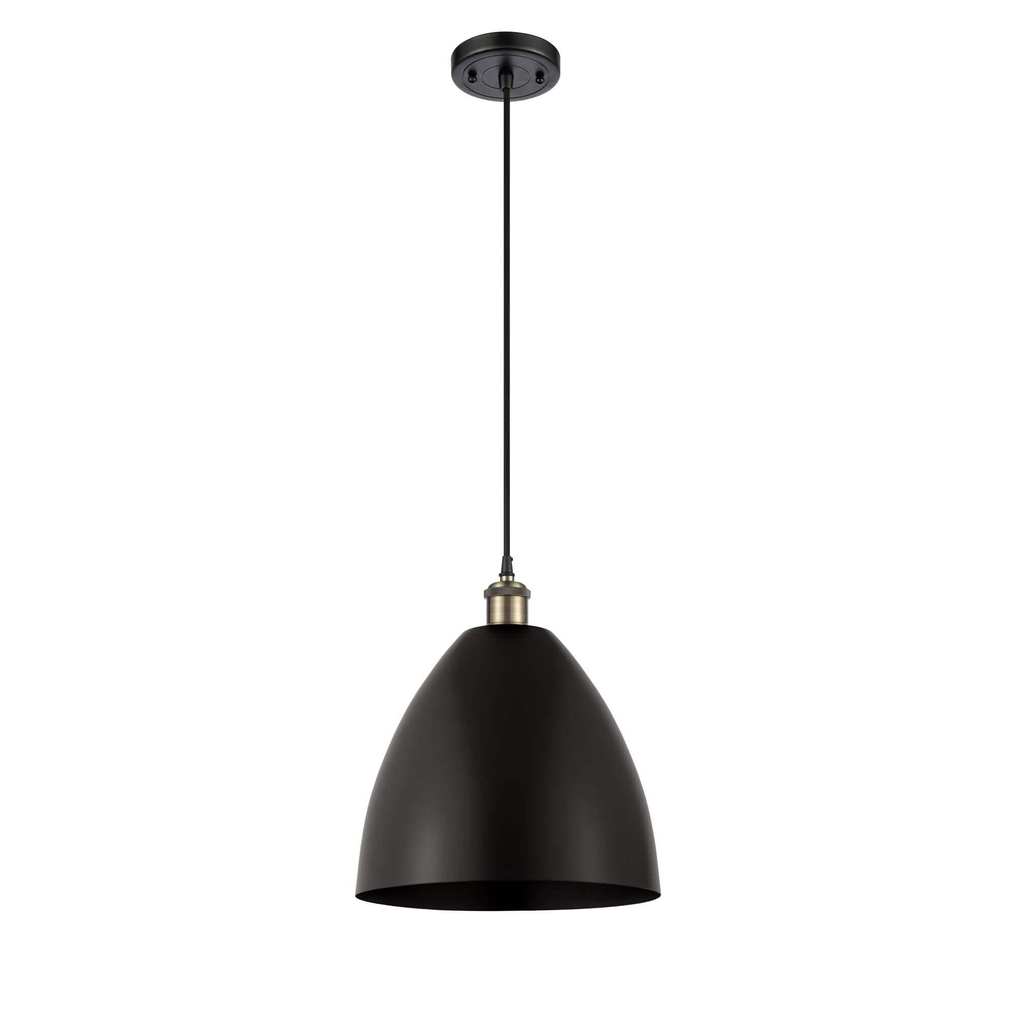 Shown in Black Antique Brass finish and Clear glass and Matte Black Ballston Dome shade