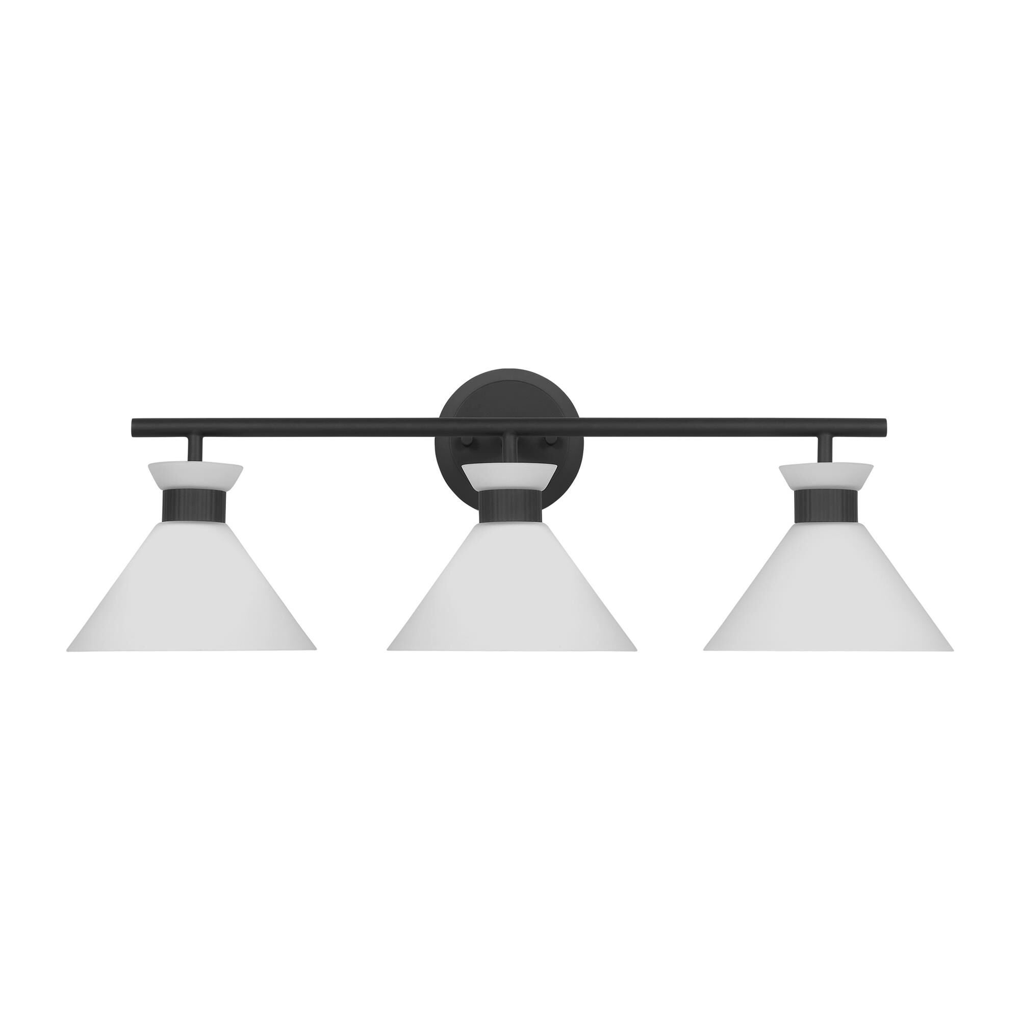 Shown in Midnight Black finish and Etched White Glass s shade
