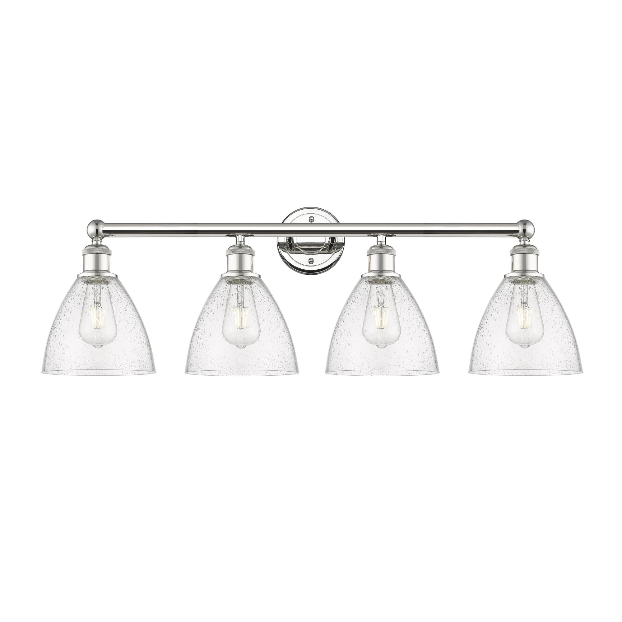 Shown in Polished Nickel finish and Seedy glass