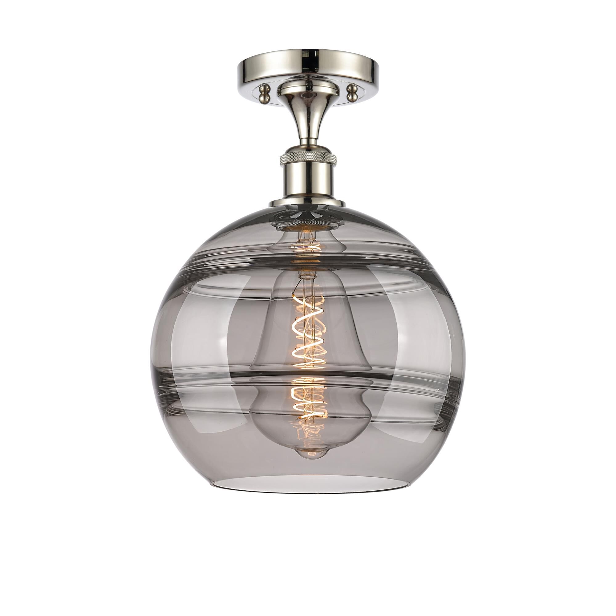 Shown in Polished Nickel finish and Light Smoke glass