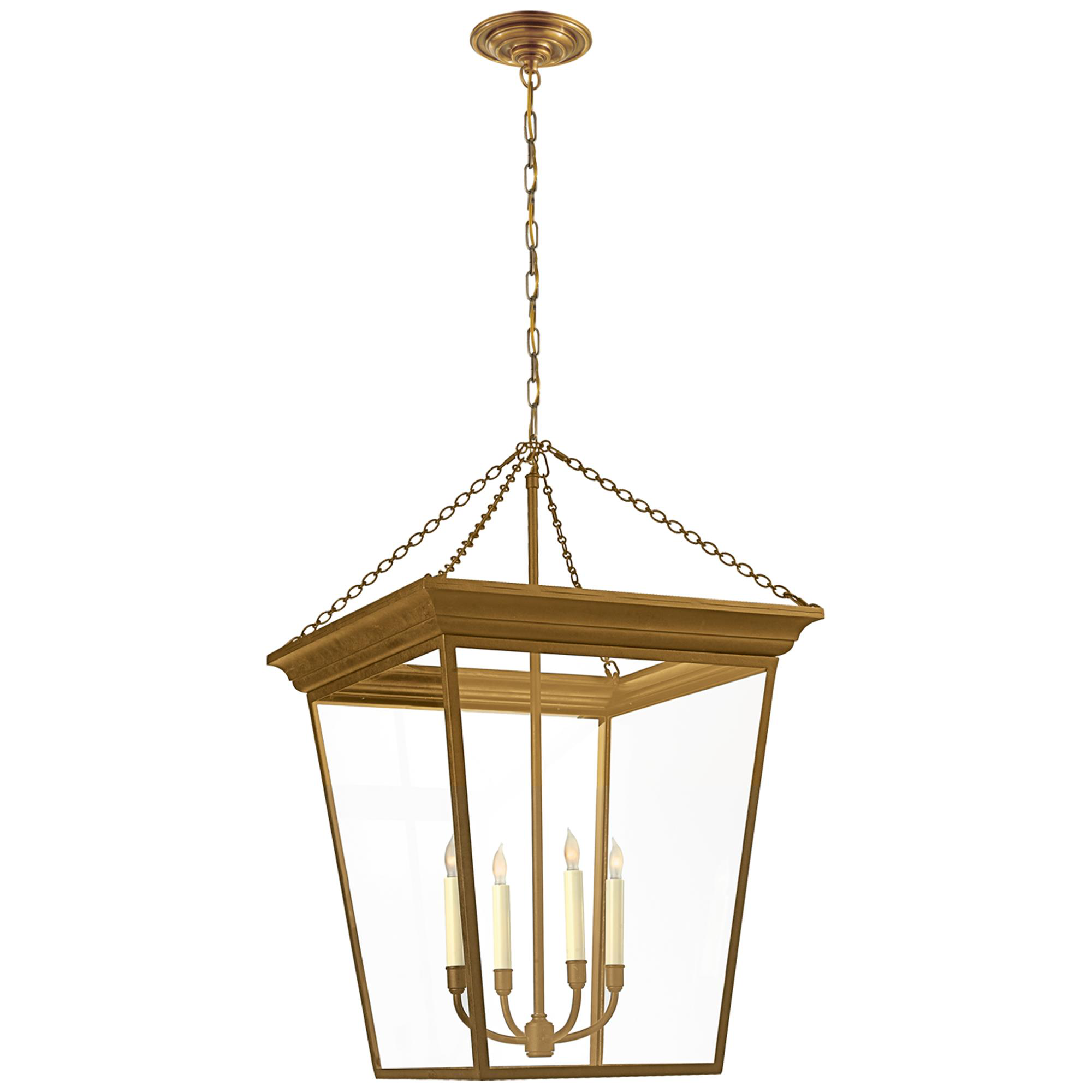 Shown in Hand-Rubbed Antique Brass finish and Clear glass