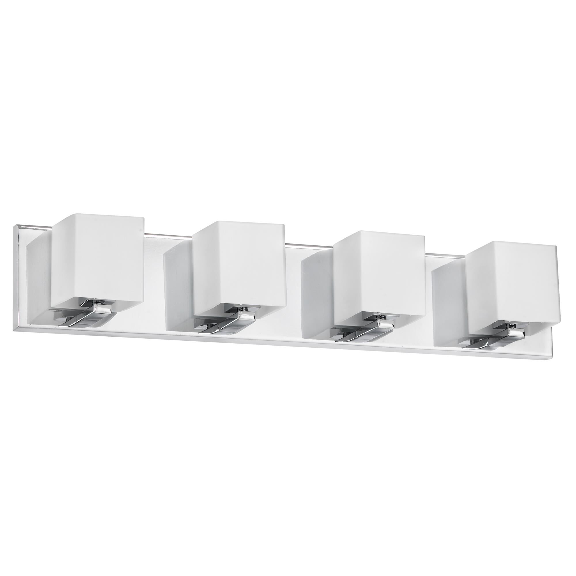 Shown in Polished Chrome and White finish and White Square glass