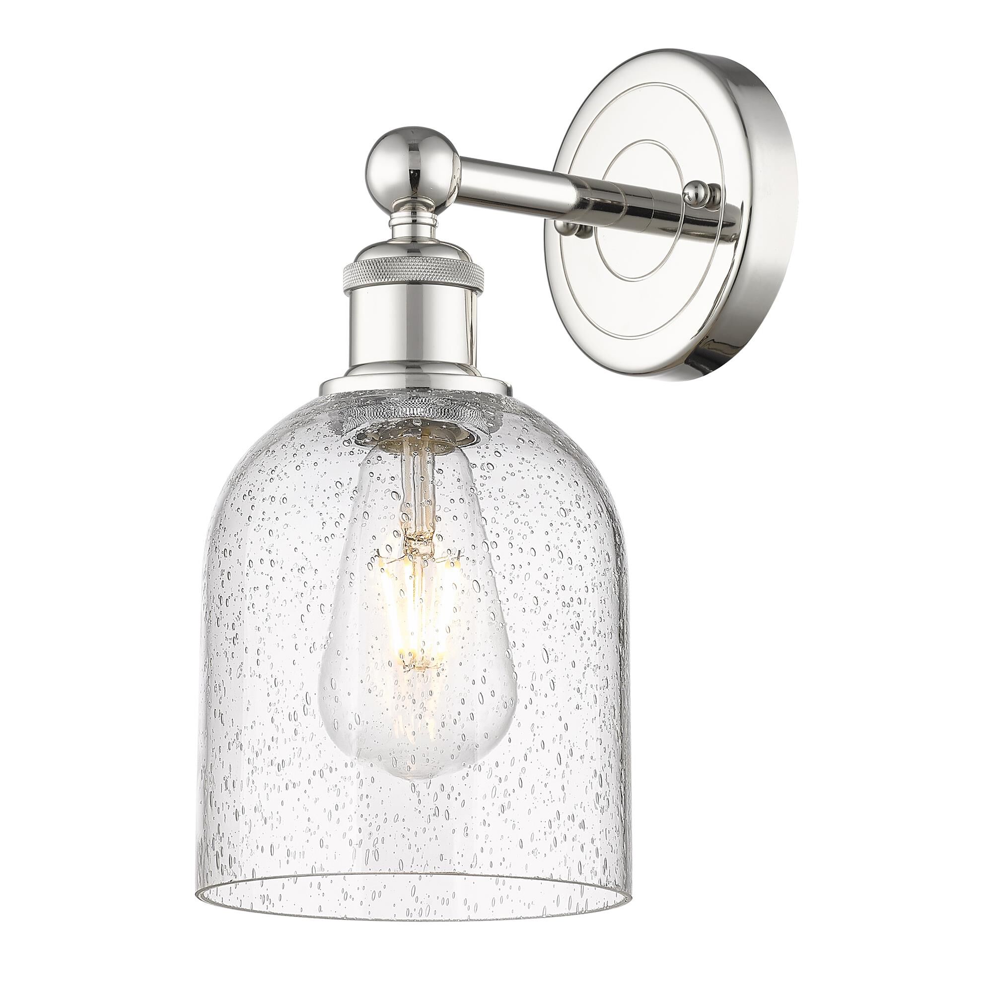 Shown in Polished Nickel finish and Seedy glass