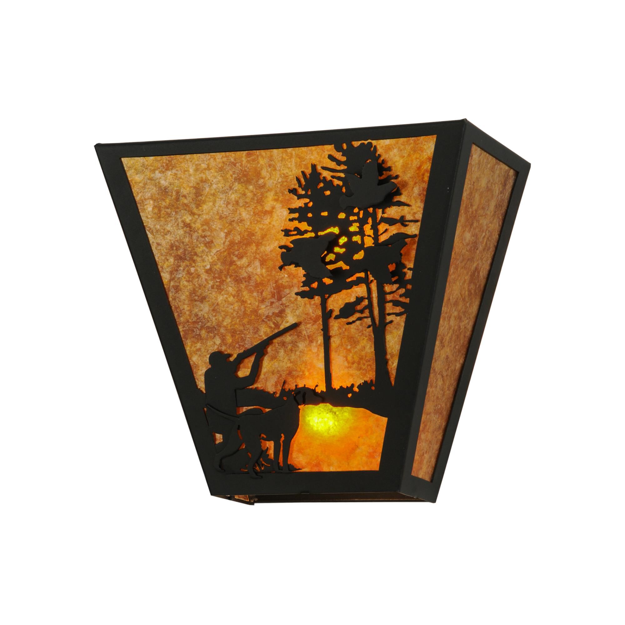 Shown in Black finish and Amber Mica glass