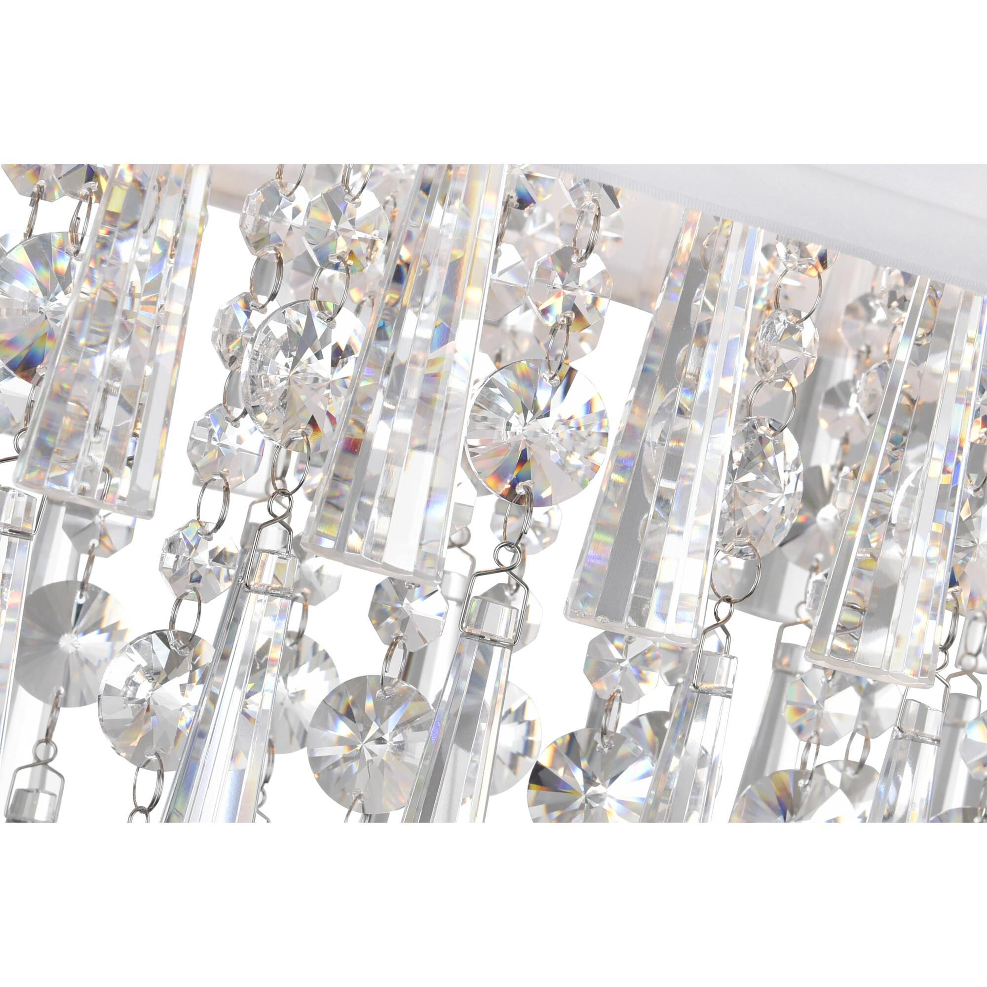 Shown in Chrome finish and K9 Clear crystal and Off White shade