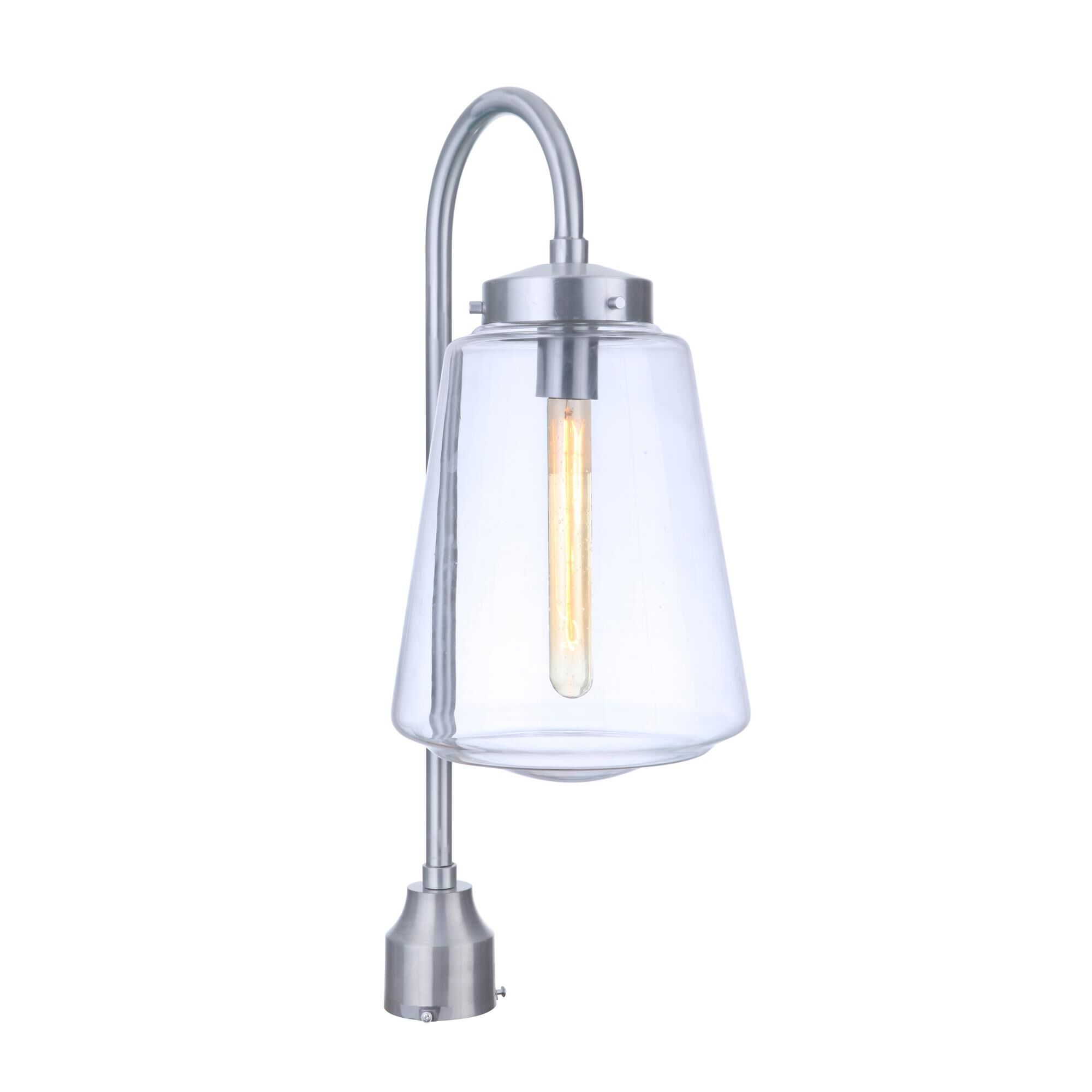 Shown in Satin Aluminum finish and Clear glass and Glass shade