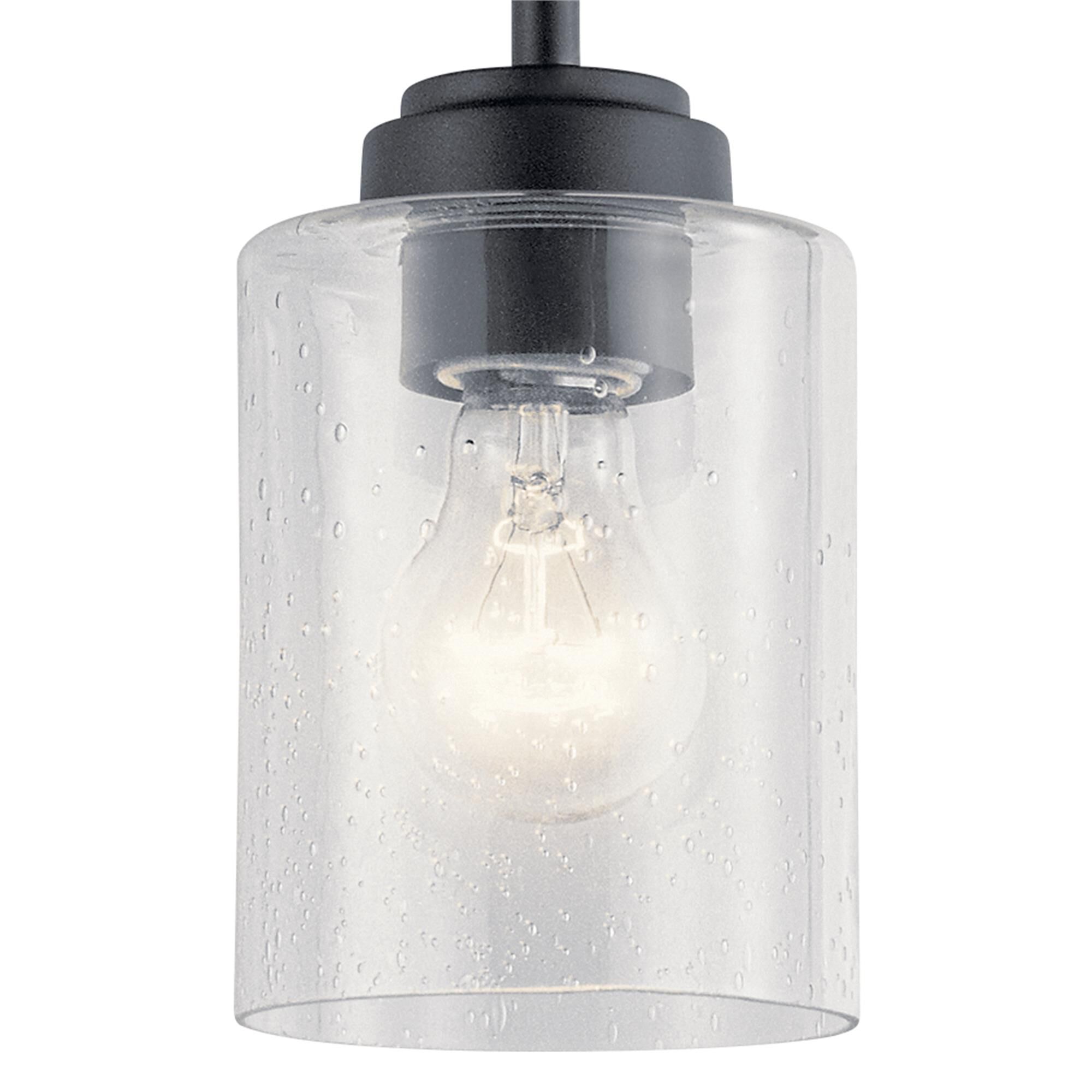 Shown in Black finish and Clear Seeded glass
