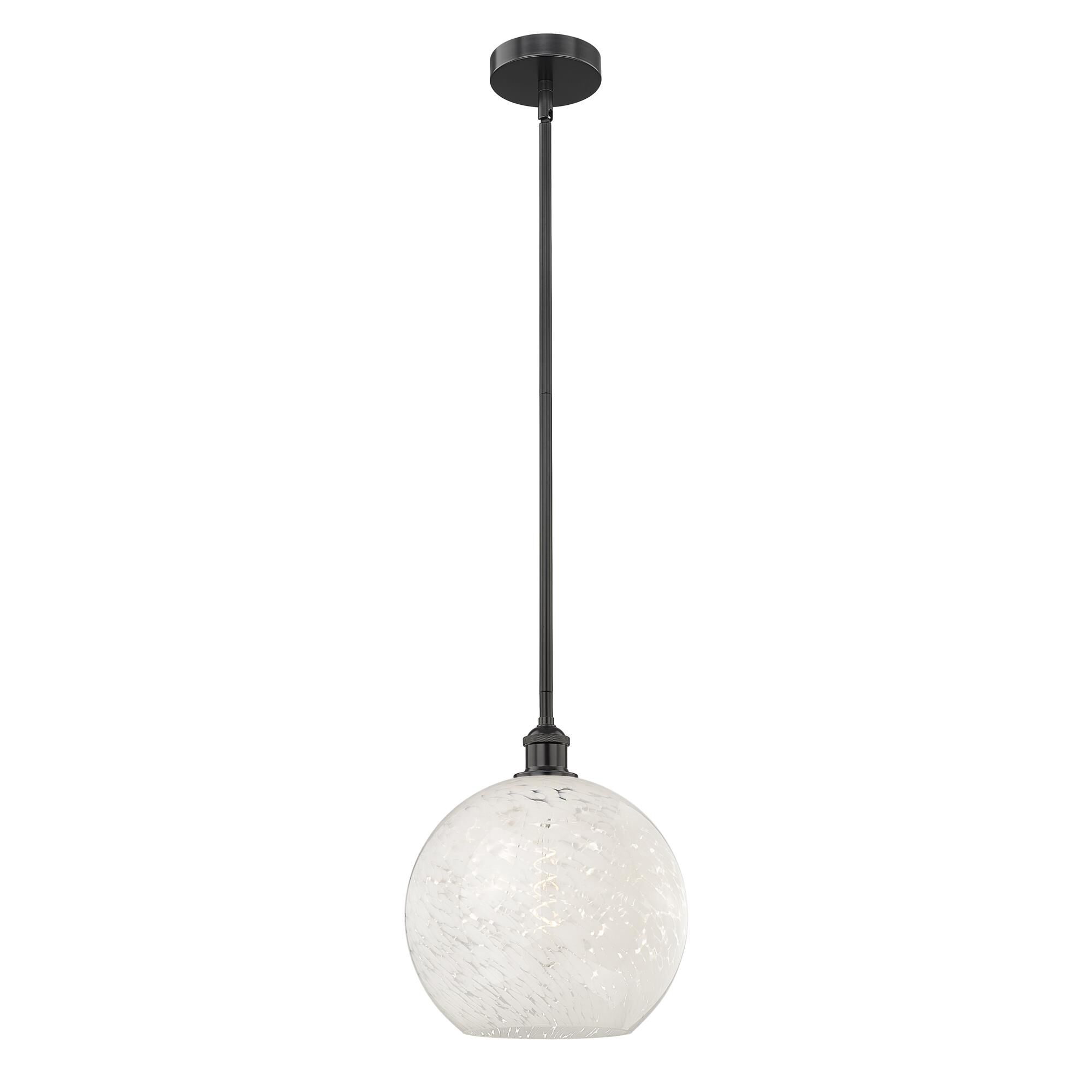 Shown in Matte Black finish and White Mouchette glass