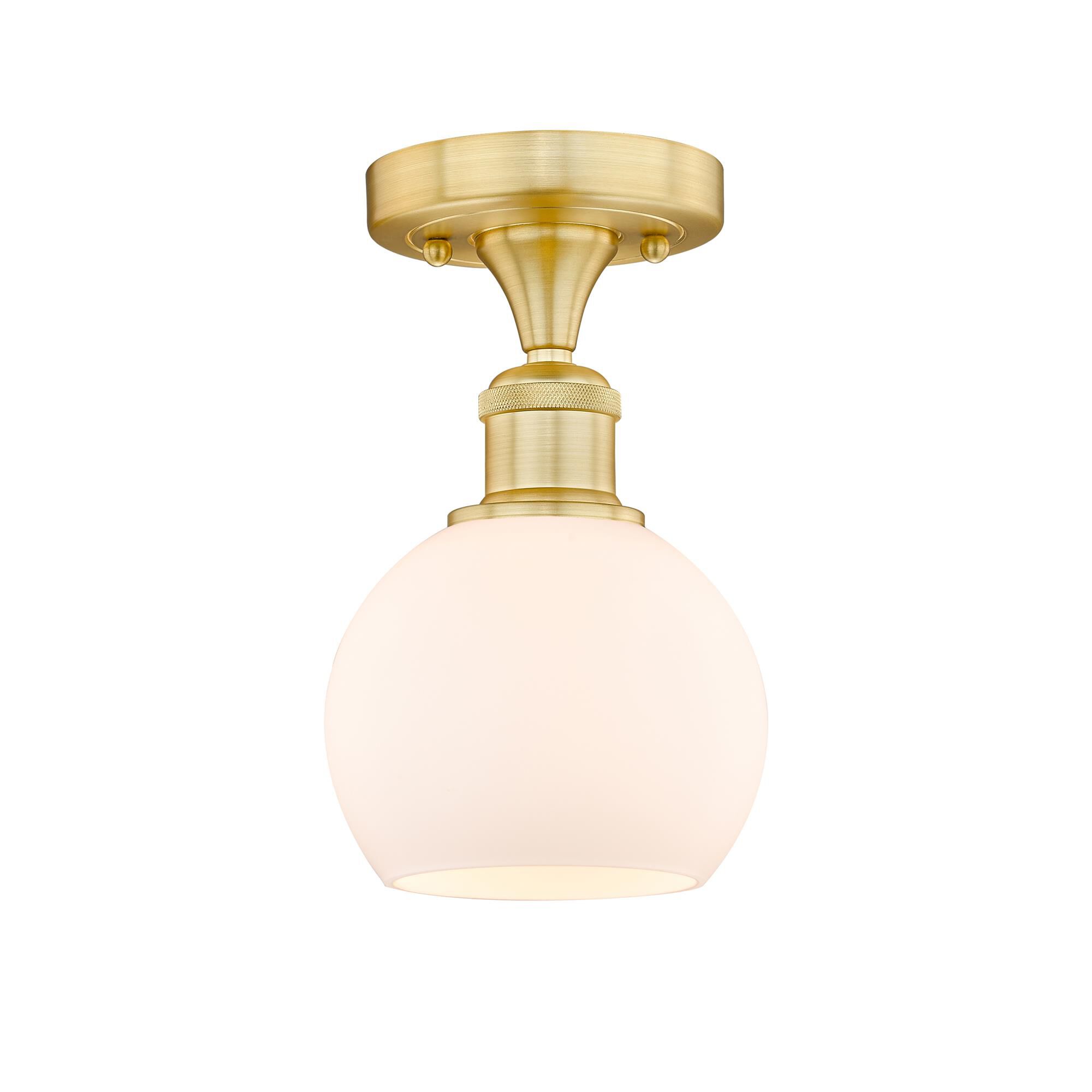 Shown in Satin Gold finish and Matte White glass