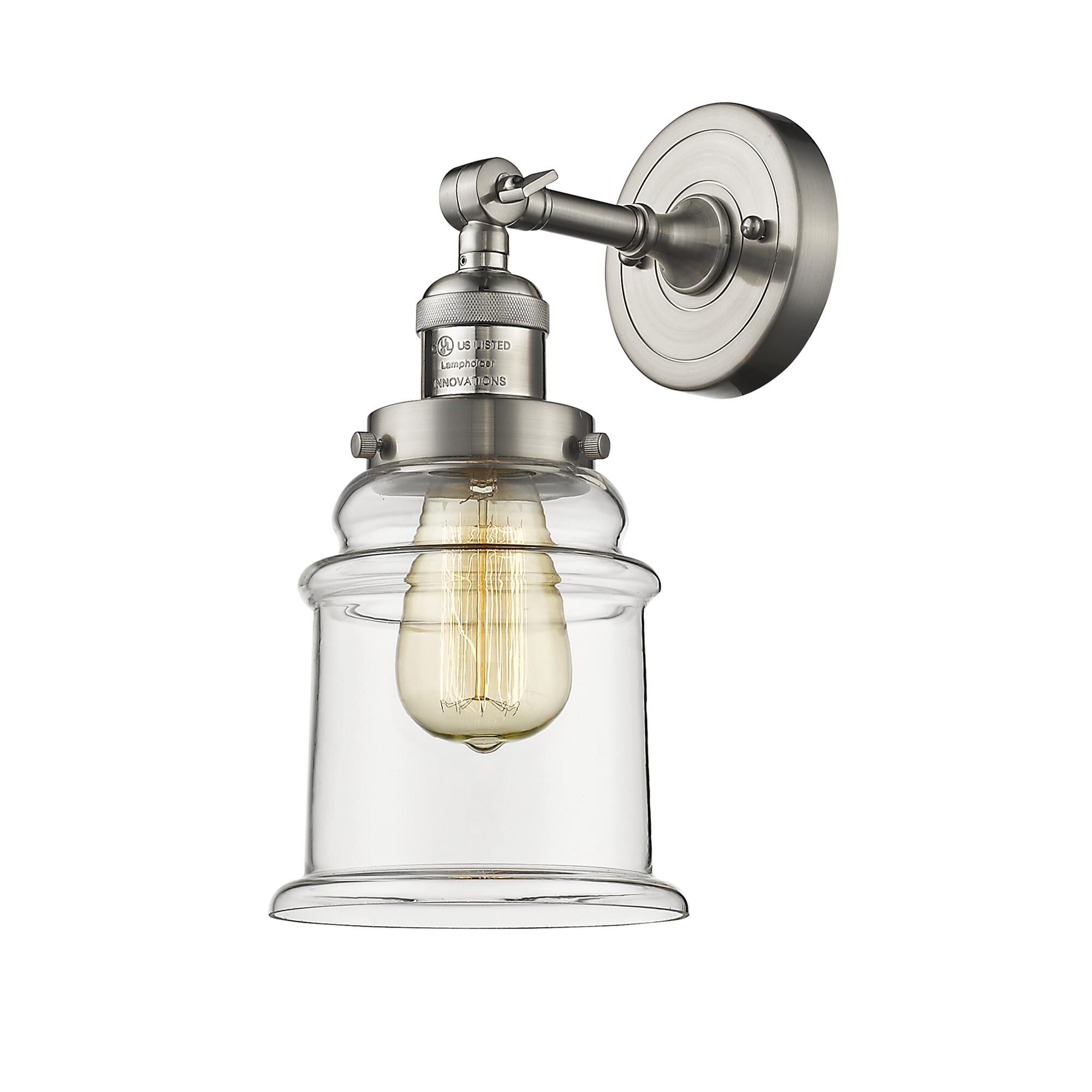 Shown in Brushed Satin Nickel finish and Clear glass