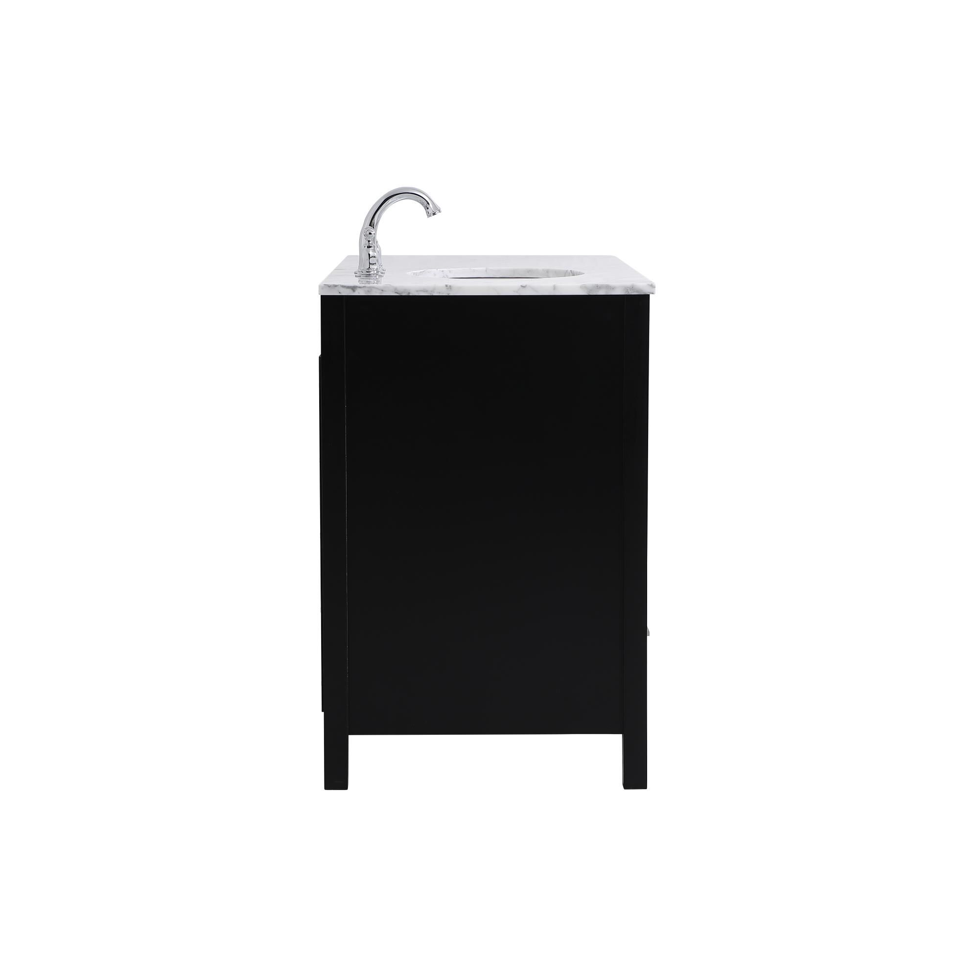 Shown in Black And Brushed Nickel With Carrara White Marble finish