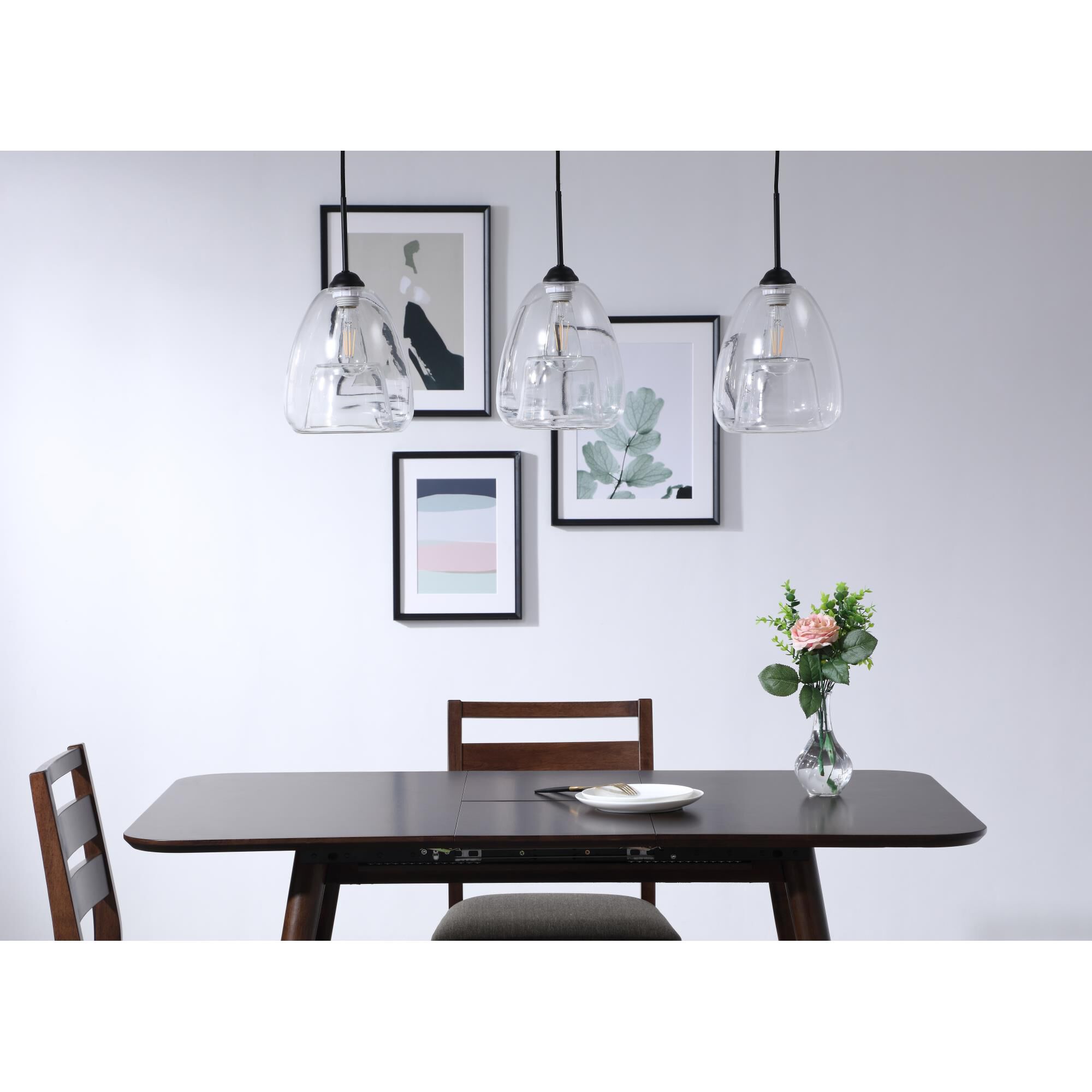 Kason 35 Inch 3 Light Linear Suspension Light by Elegant Lighting