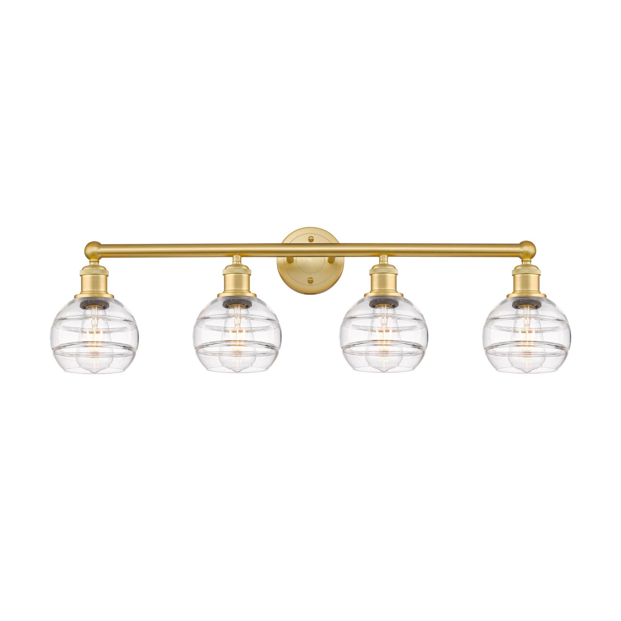 Shown in Satin Gold finish and Clear glass