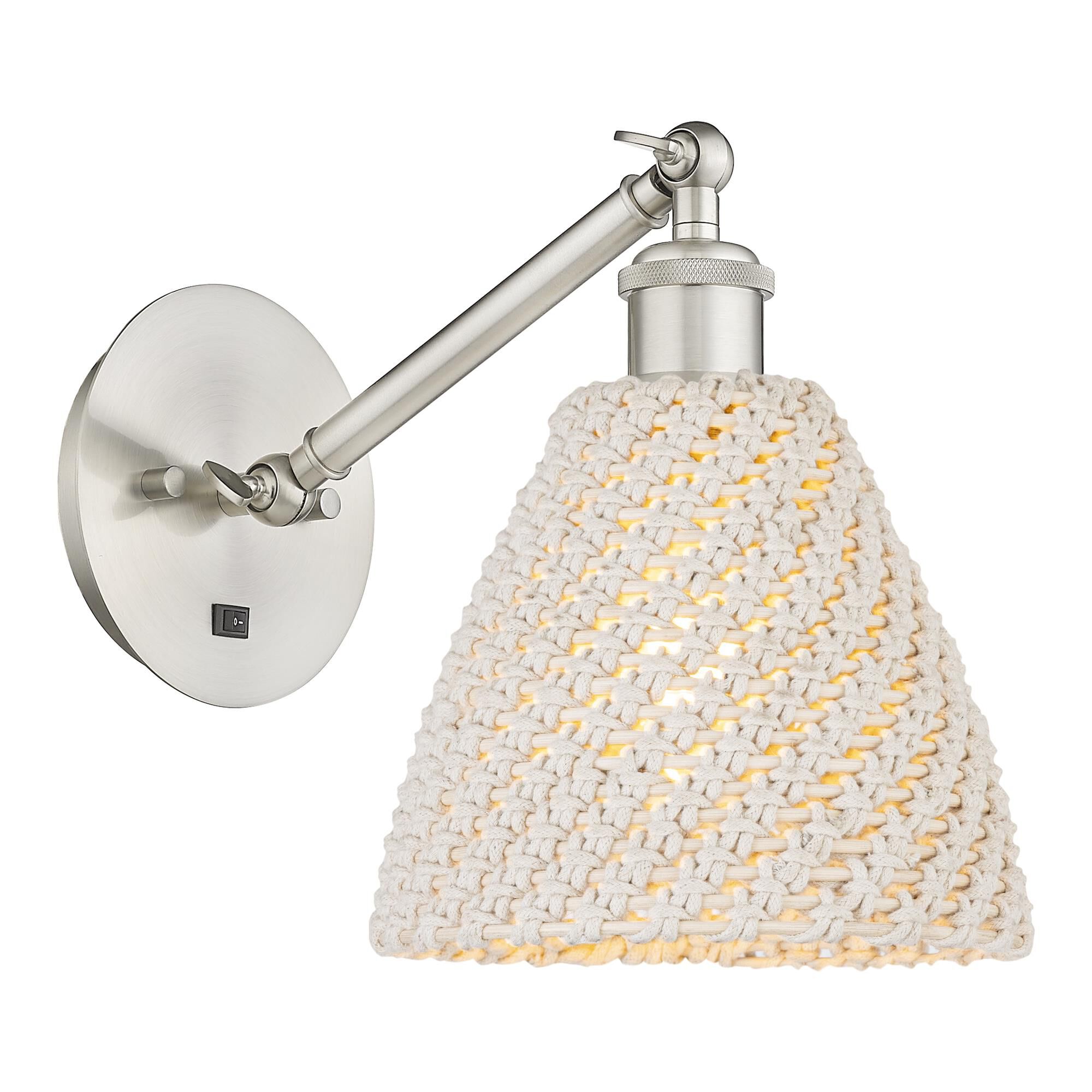 Shown in Brushed Satin Nickel finish and Natural shade