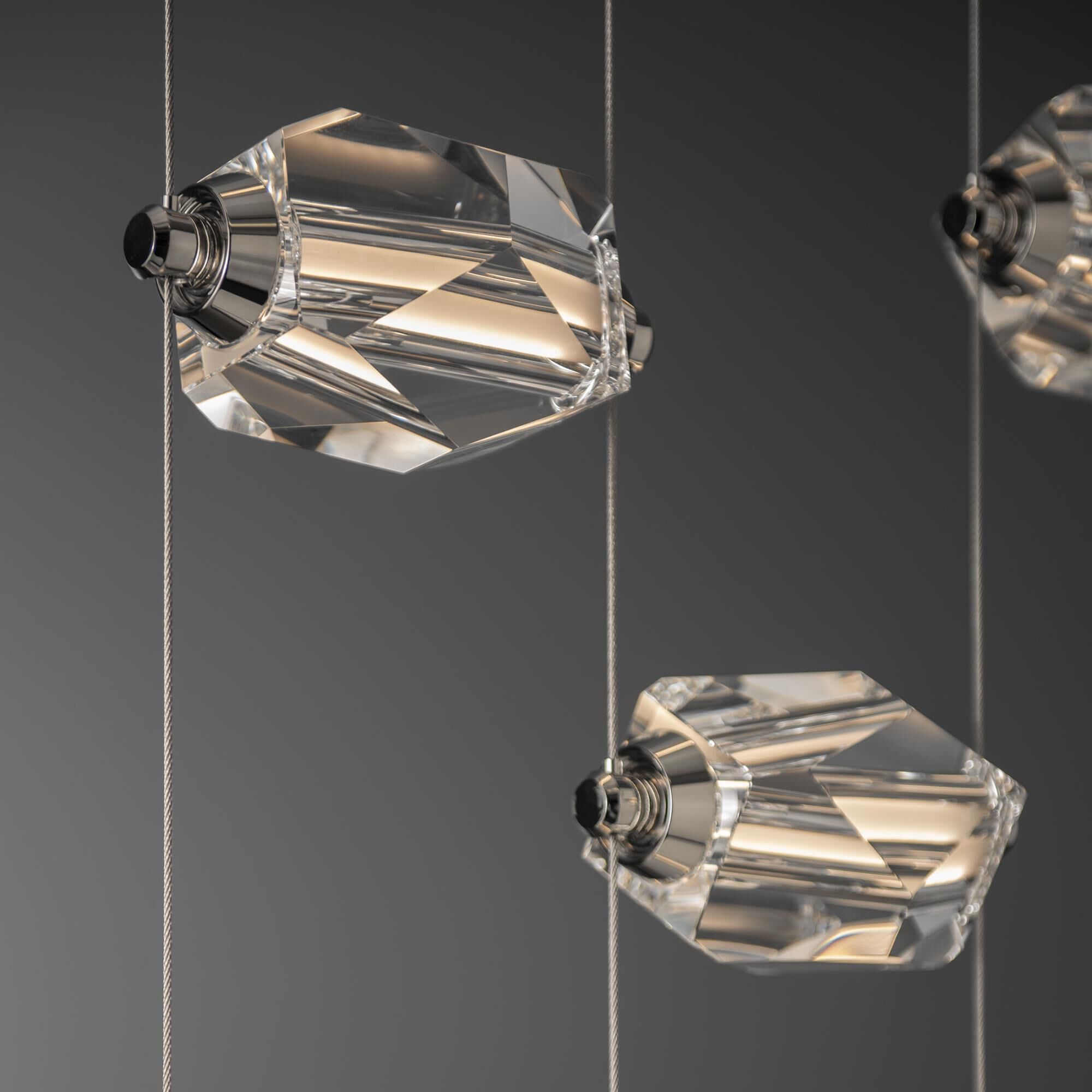 Shown in Modern Brass finish and Grey glass