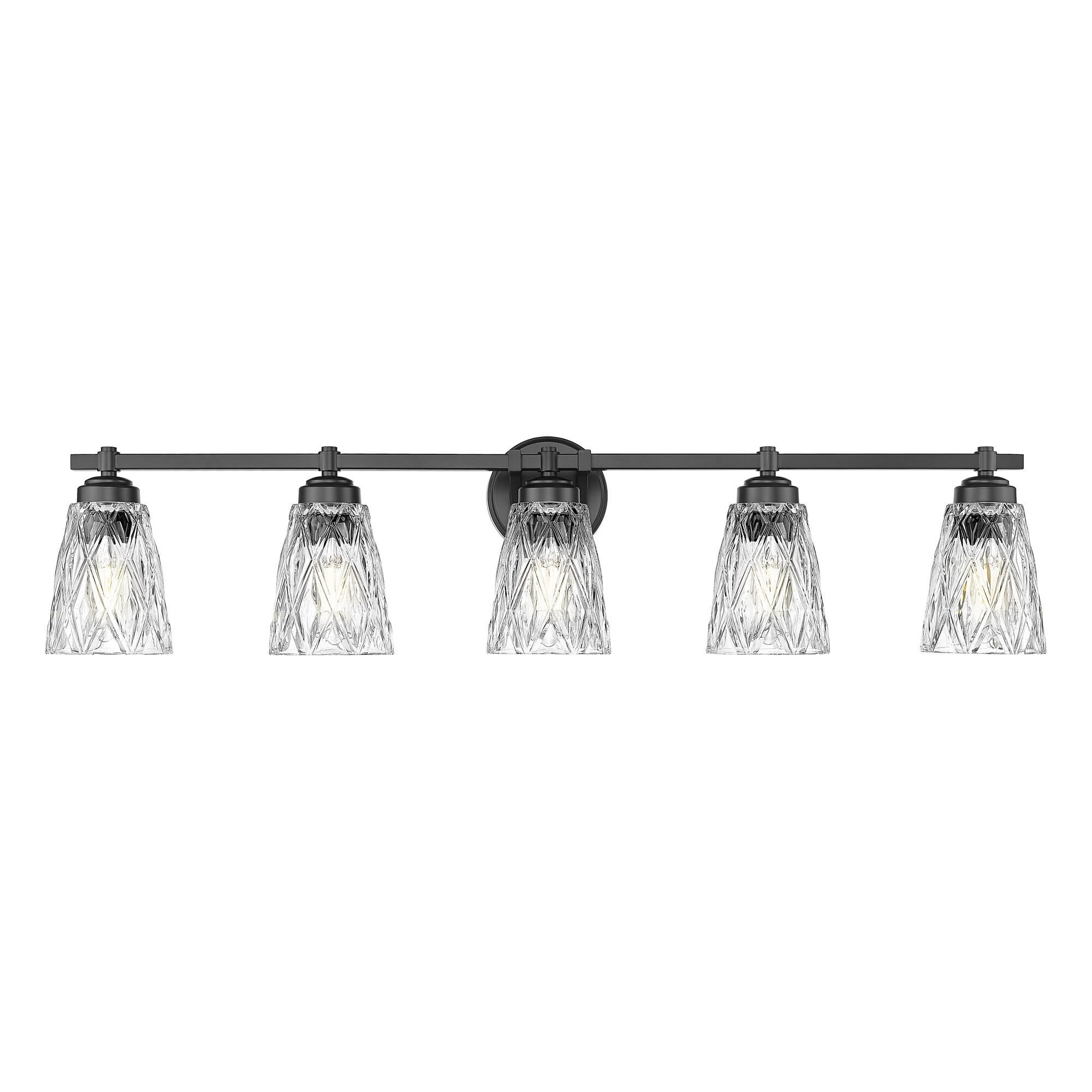 Shown in Matte Black finish and Clear glass