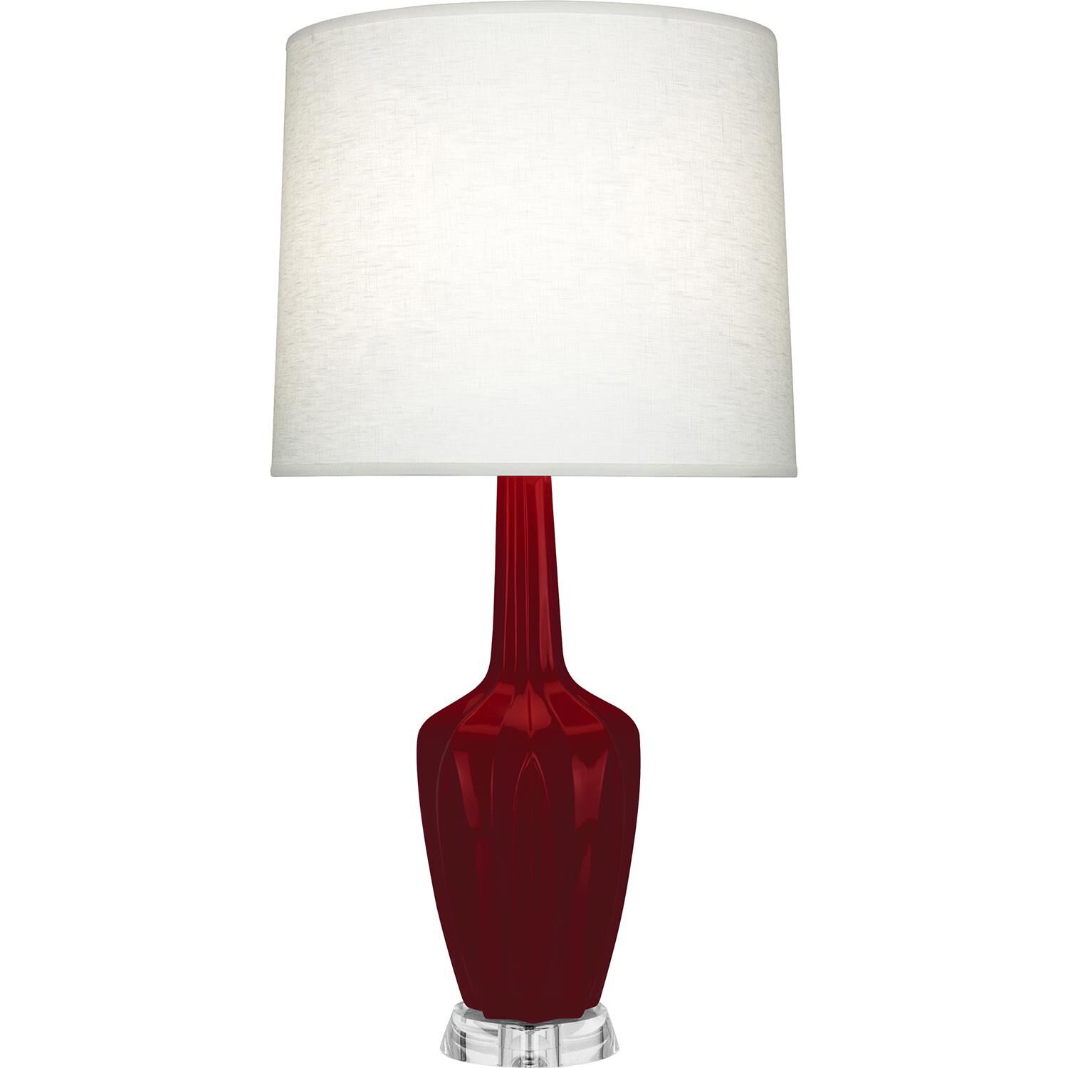 Shown in Sangria finish and Off White shade and Polished Nickel with Lucite accent