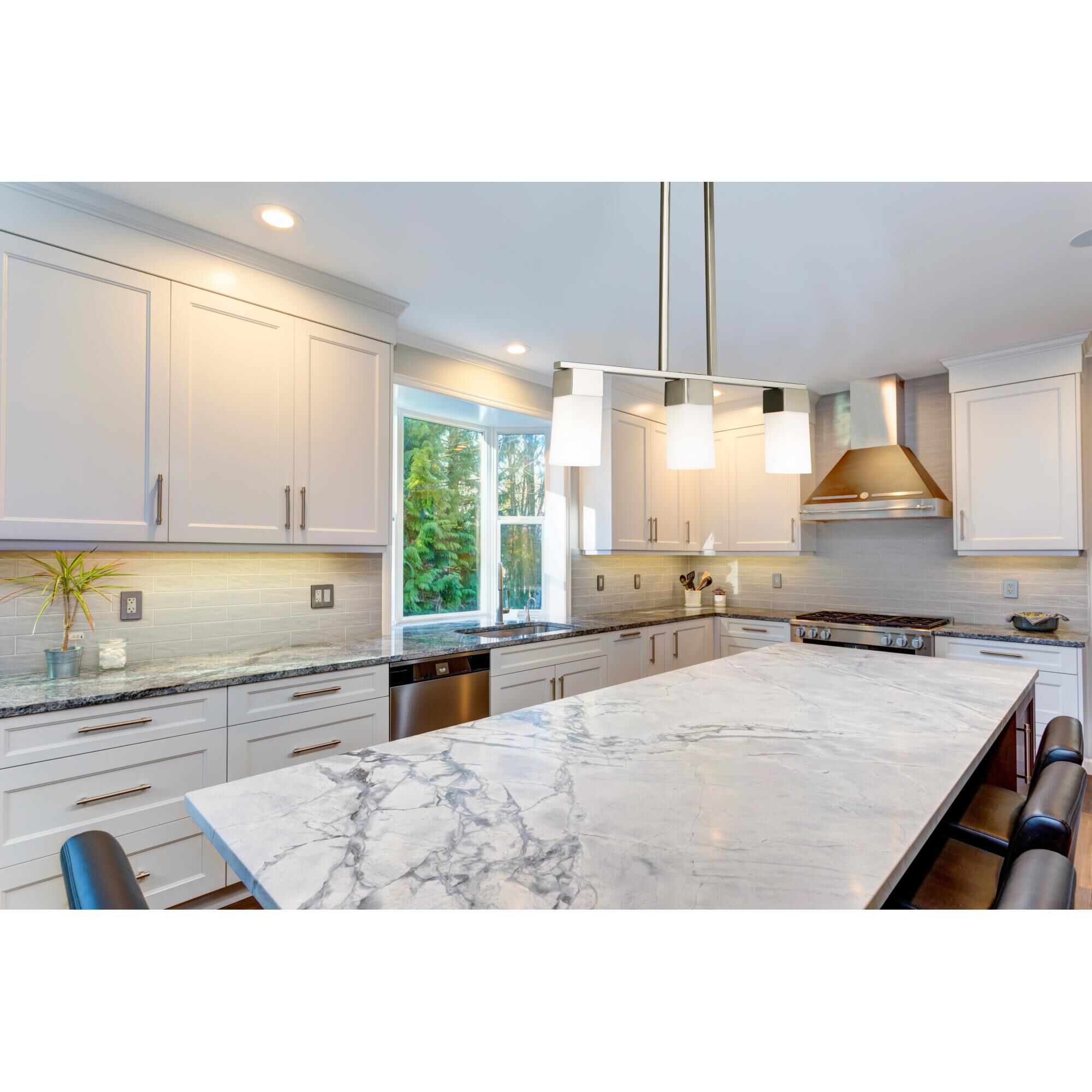 Shown in Brushed Nickel finish and Frosted glass and Frosted shade