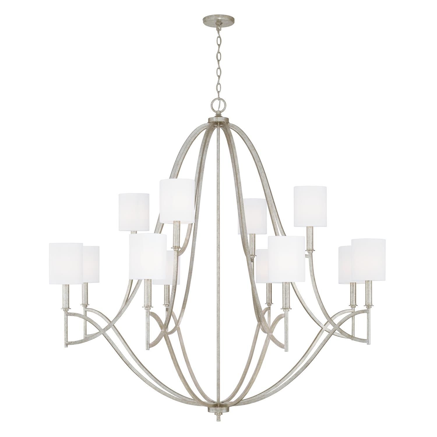 Shown in Antique Silver finish and 701 glass and White Fabric Stay-Straight s shade