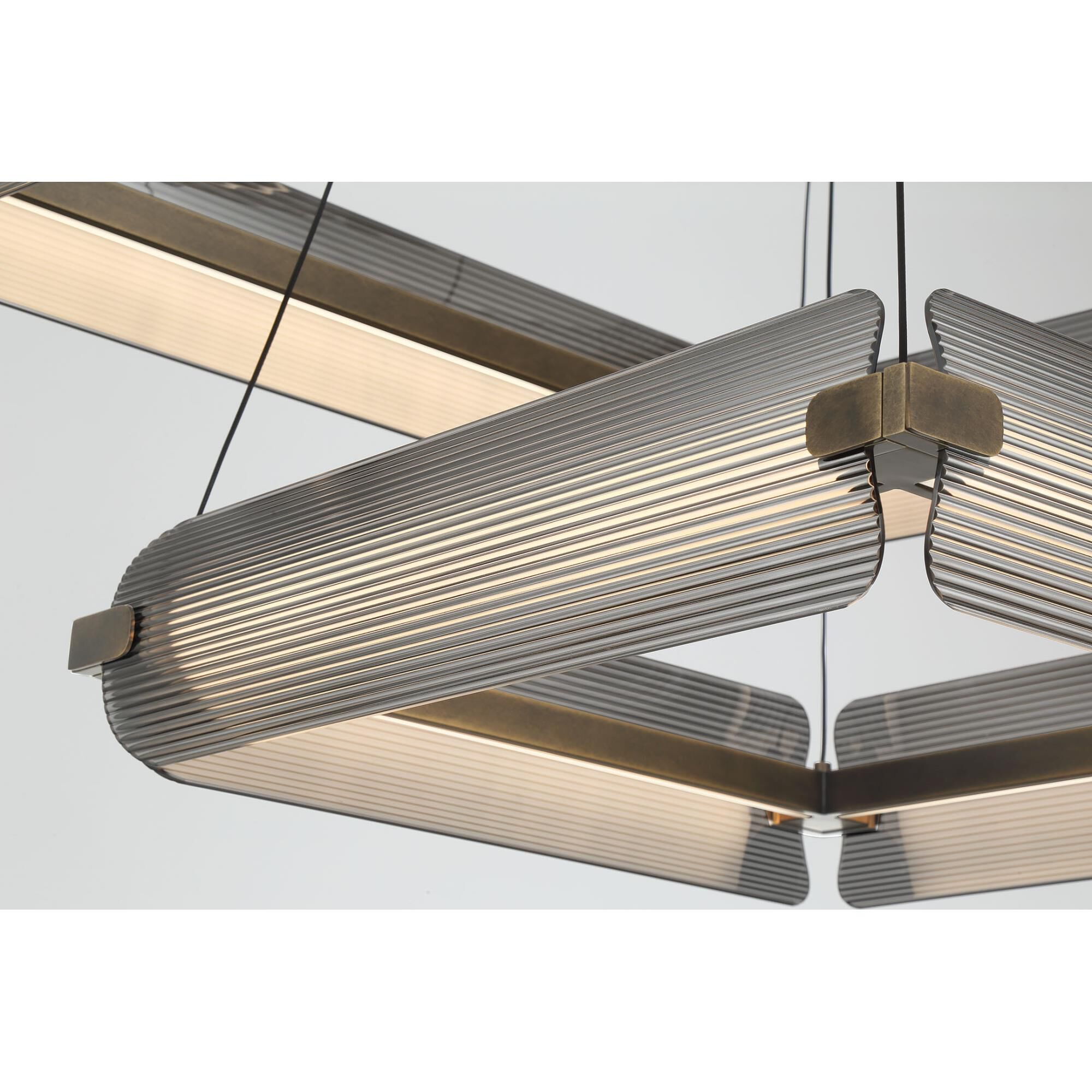 Shown in Weathered Brass finish and Smoked glass