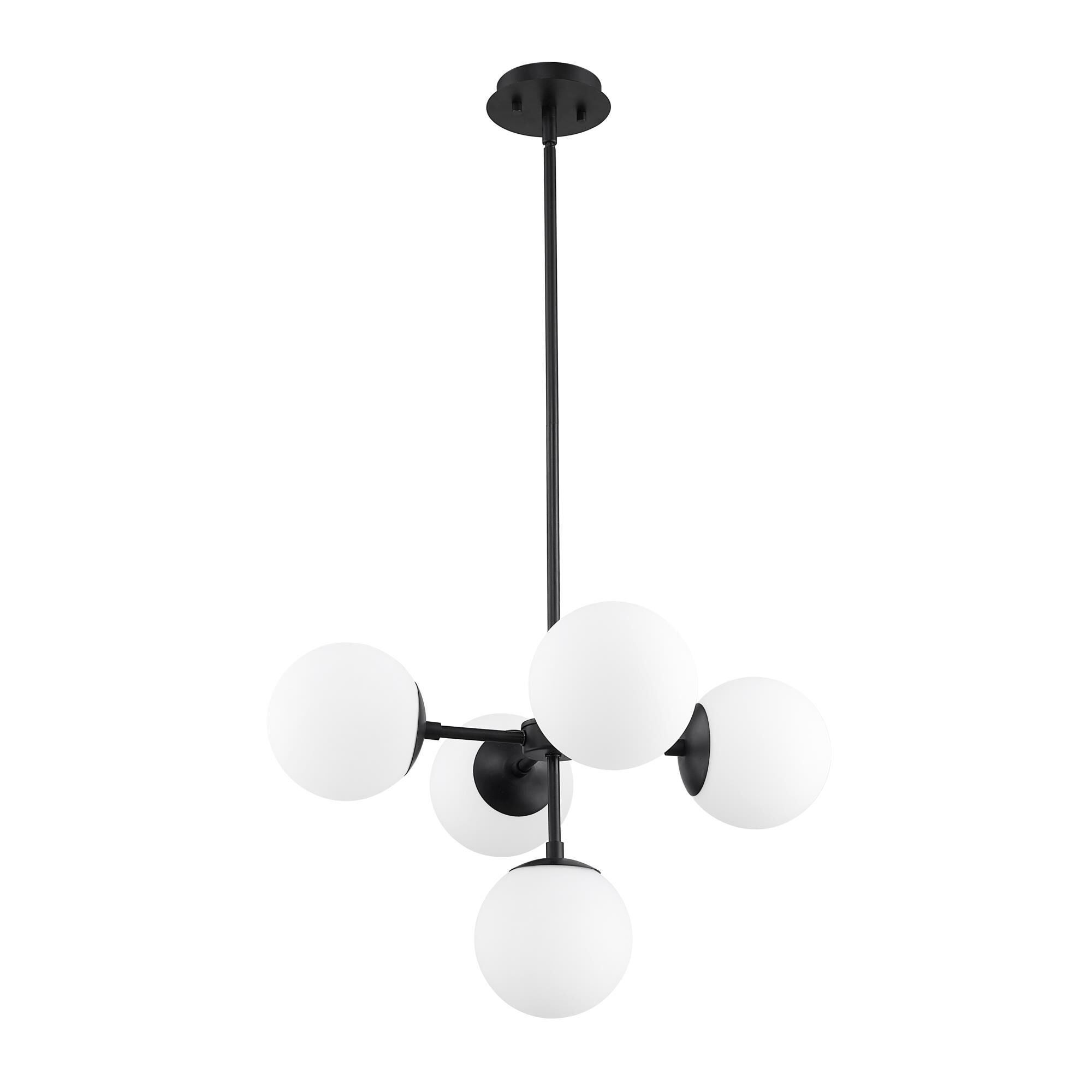 Shown in Matte Black finish and Glass shade