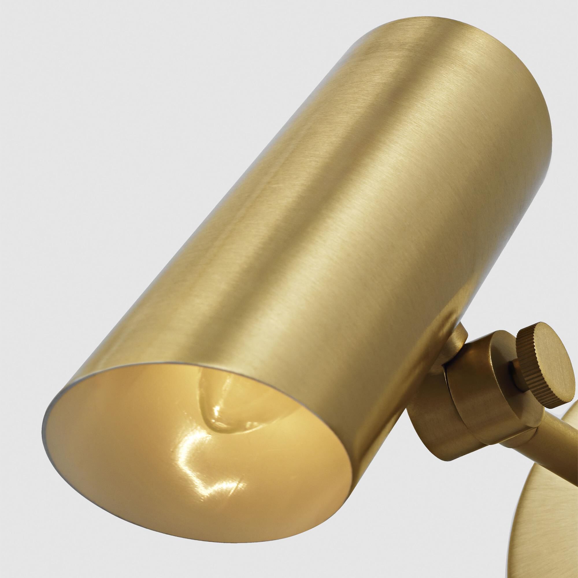 Shown in Satin Brass finish and Satin Brass shade