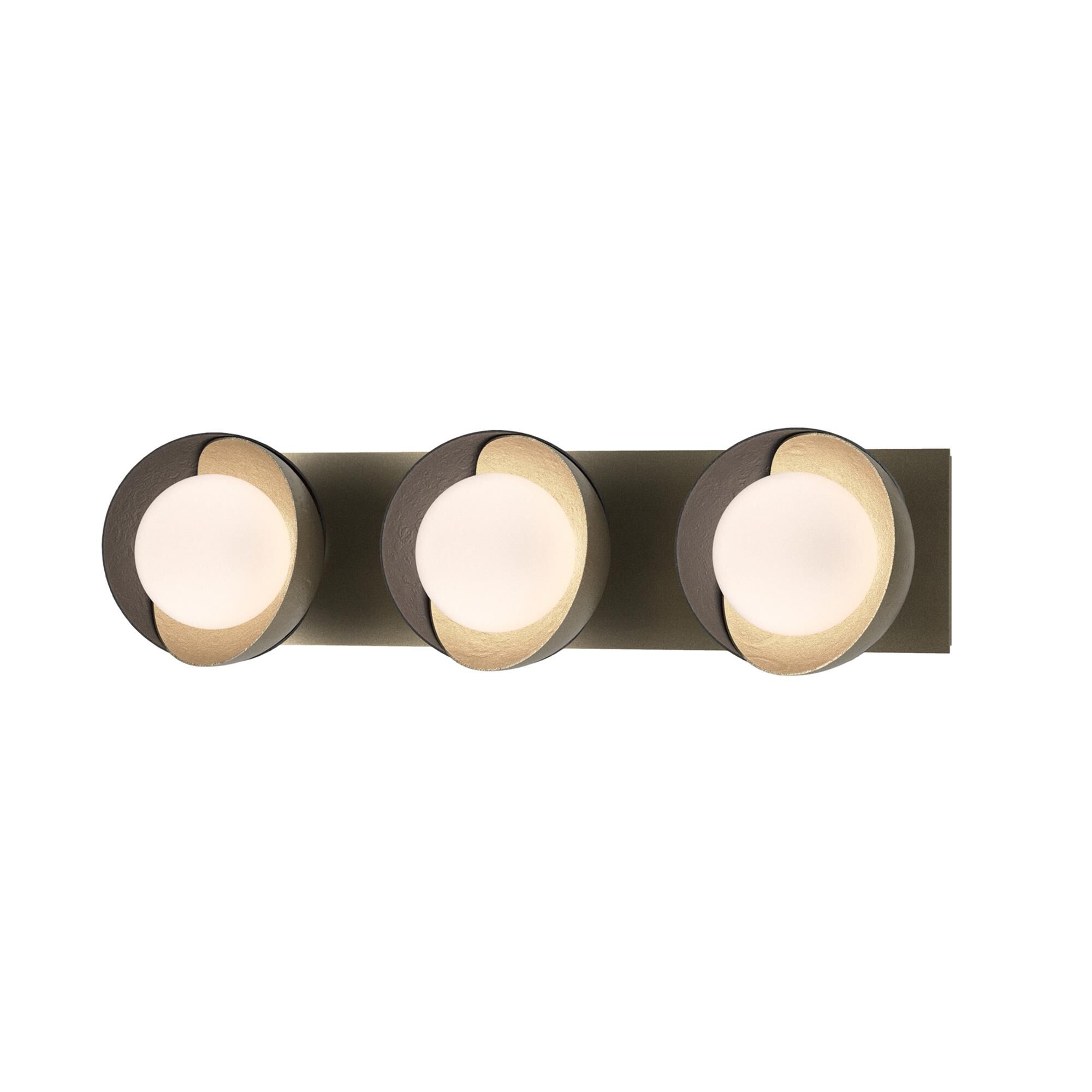 Shown in Soft Gold finish and Opal glass and Black (10) accent