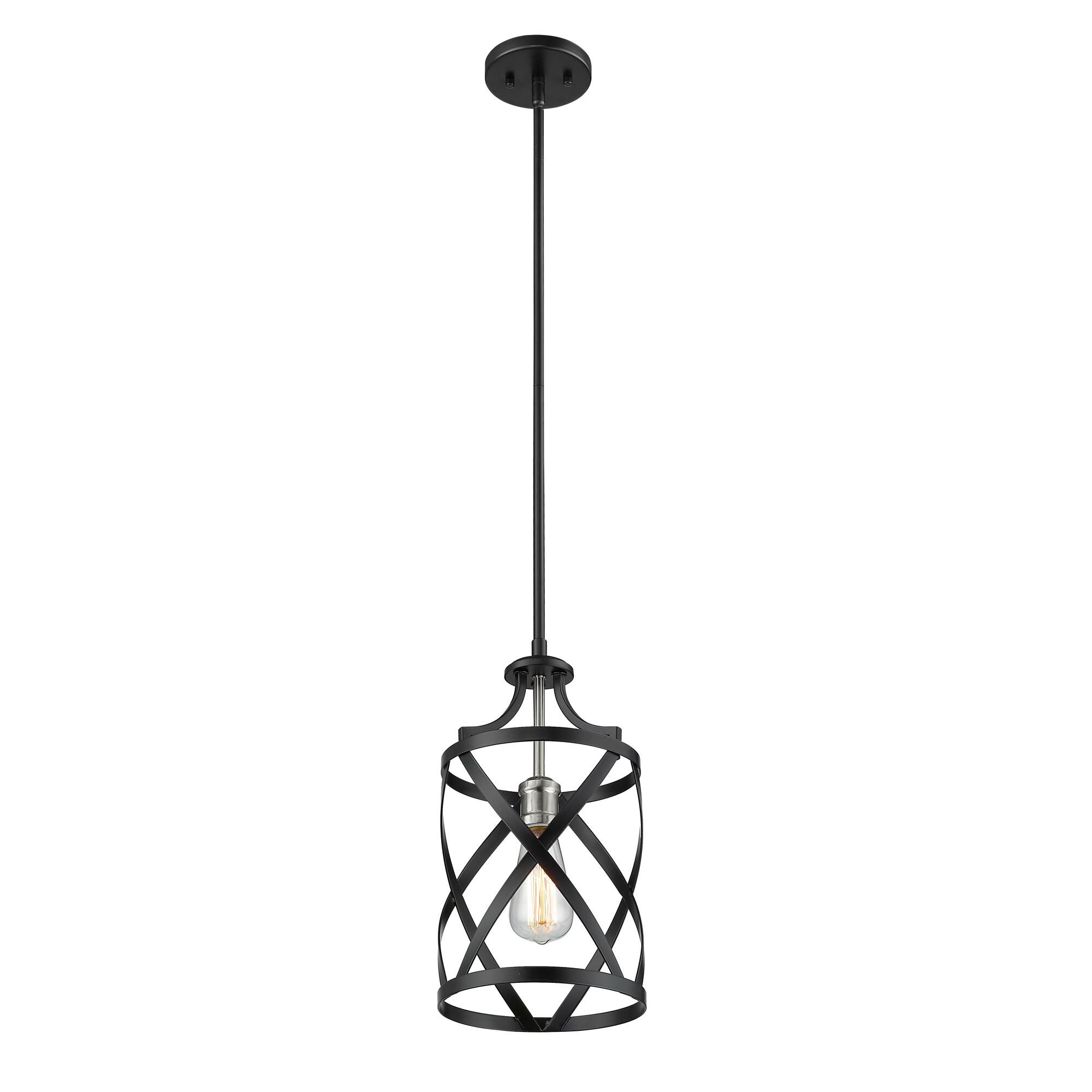 Shown in Matte Black + Brushed Nickel finish and --- glass and --- shade