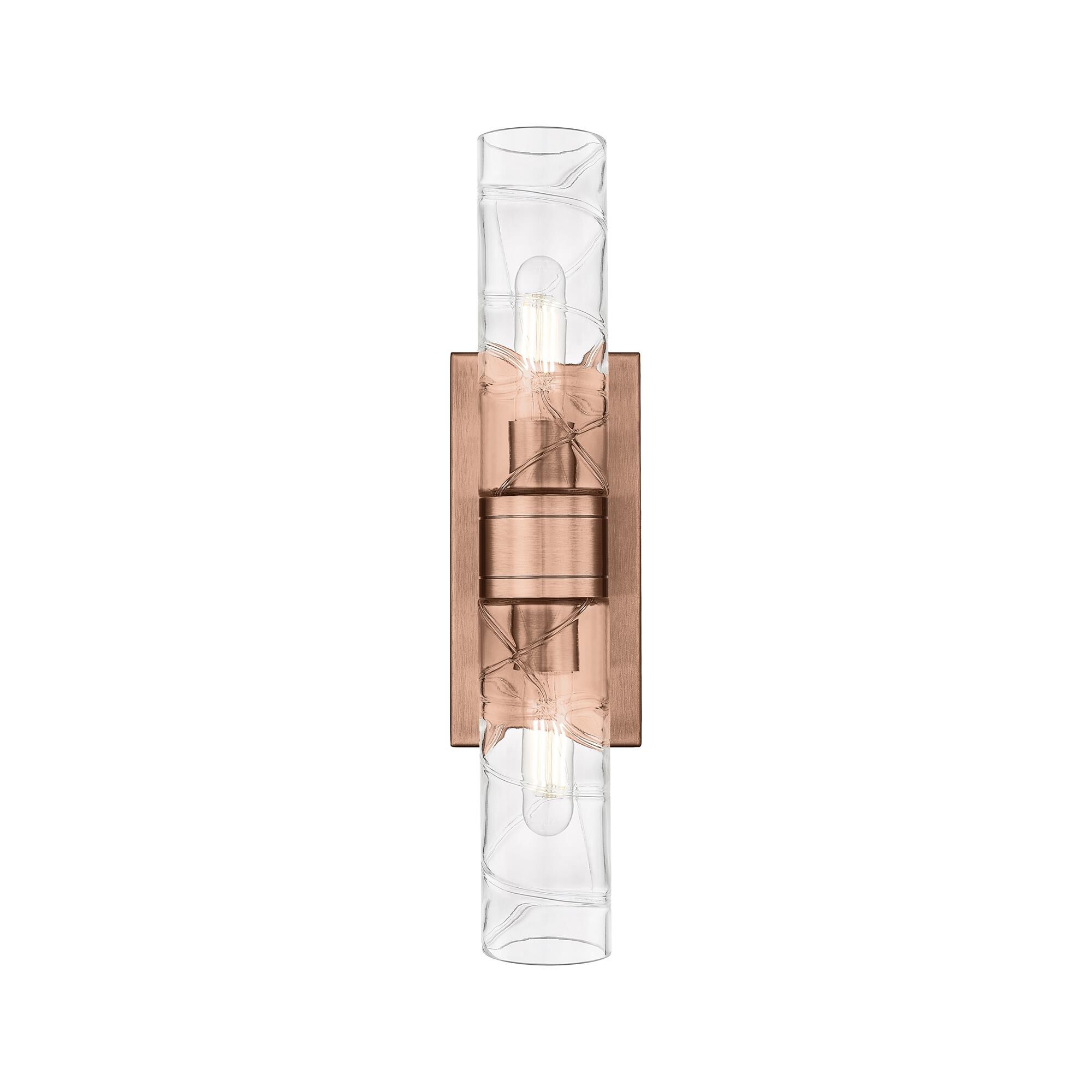 Shown in Antique Copper finish and Deco Swirl glass