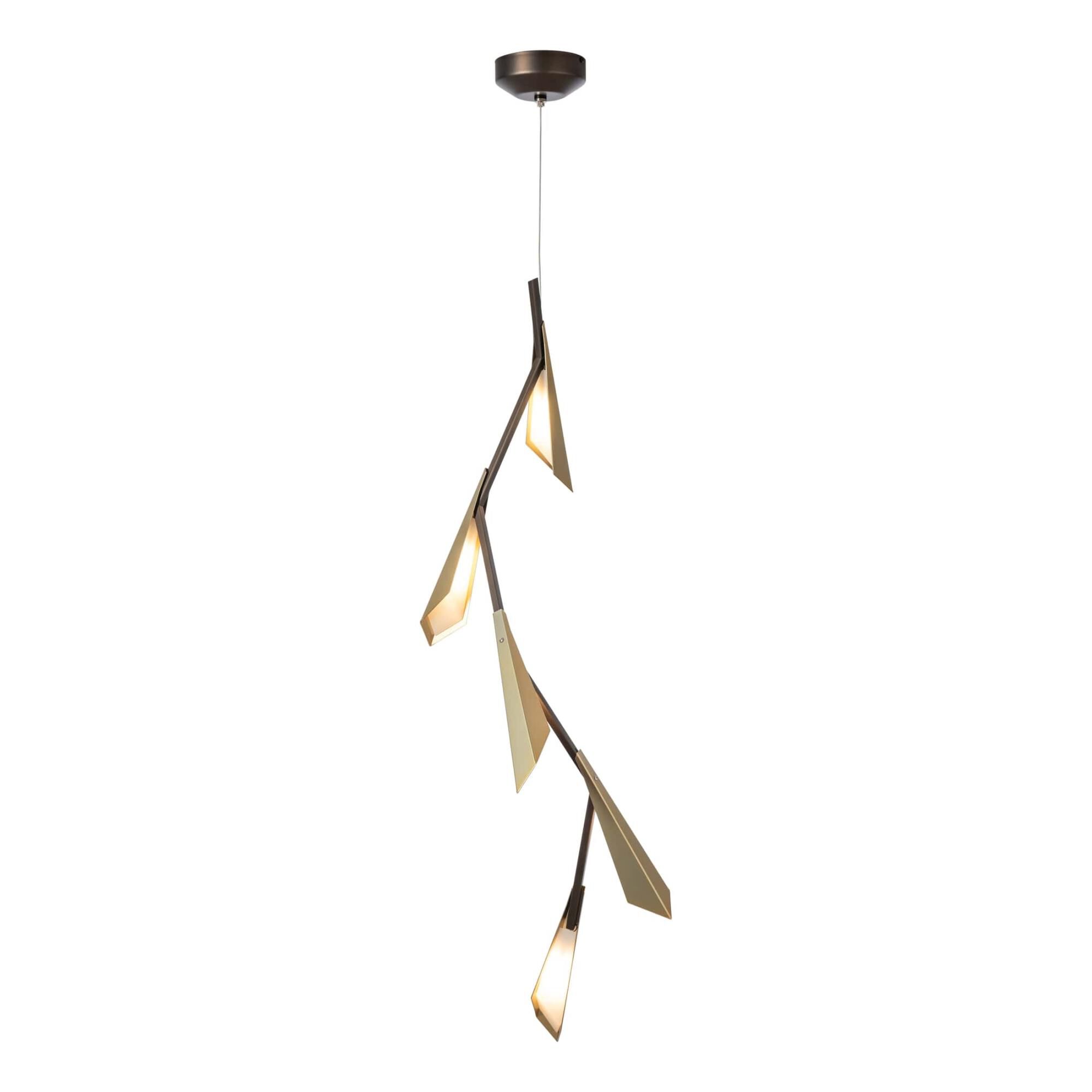 Shown in Dark Smoke finish and Modern Brass shade and White accent