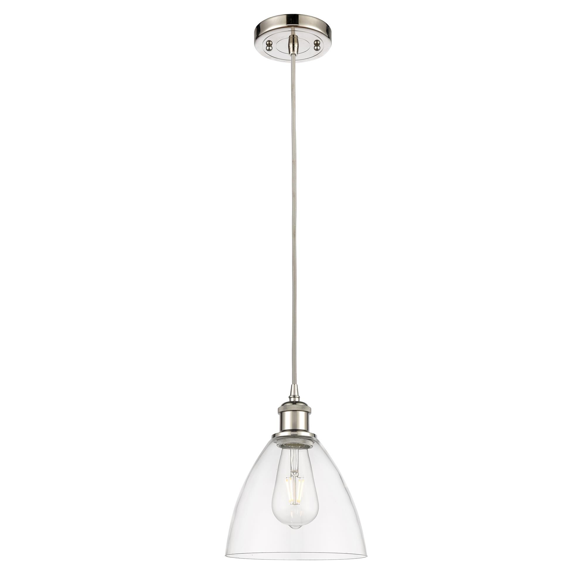 Shown in Polished Nickel finish and Seedy Ballston Dome glass