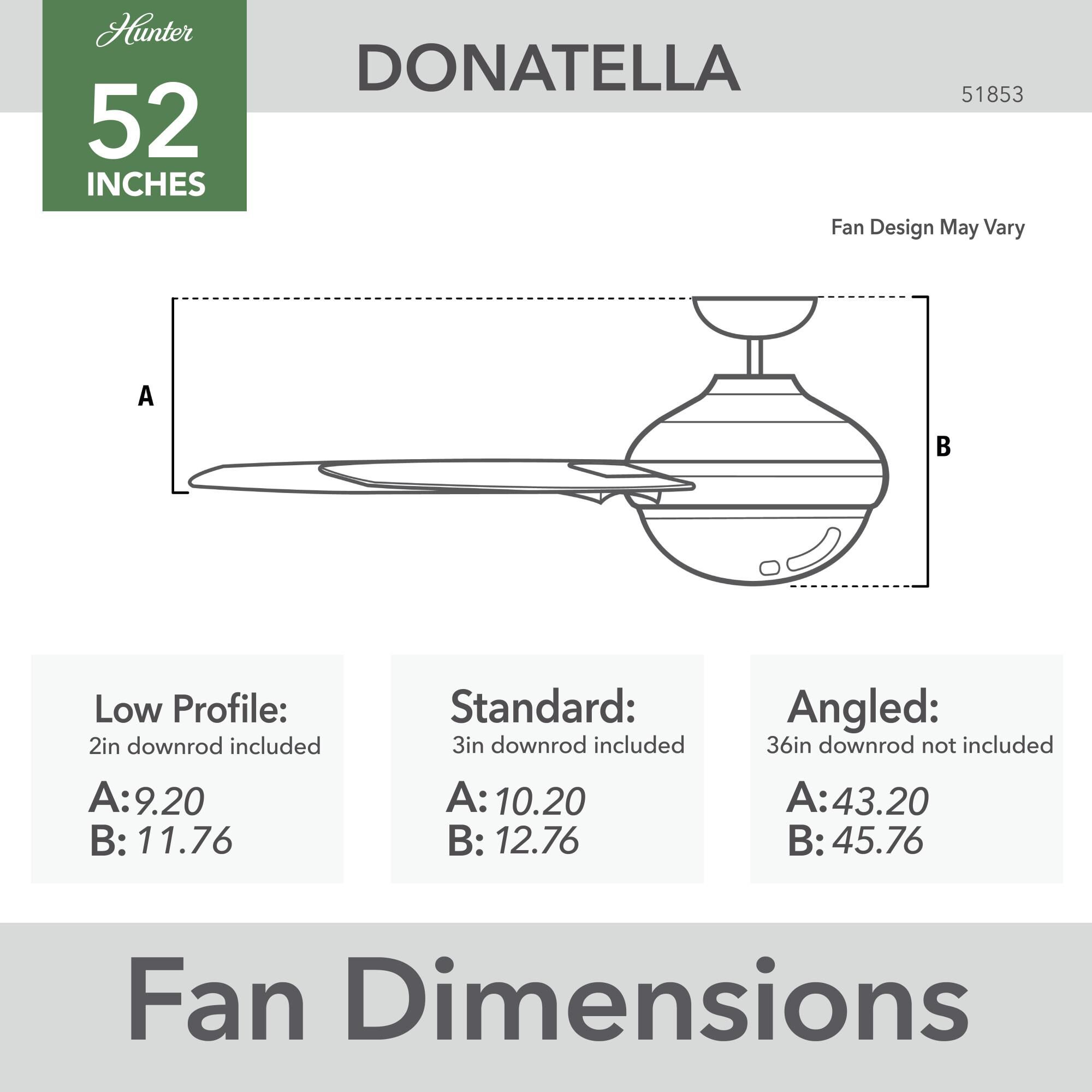 Donatella 52 Inch Ceiling Fan with Light Kit by Hunter Fan