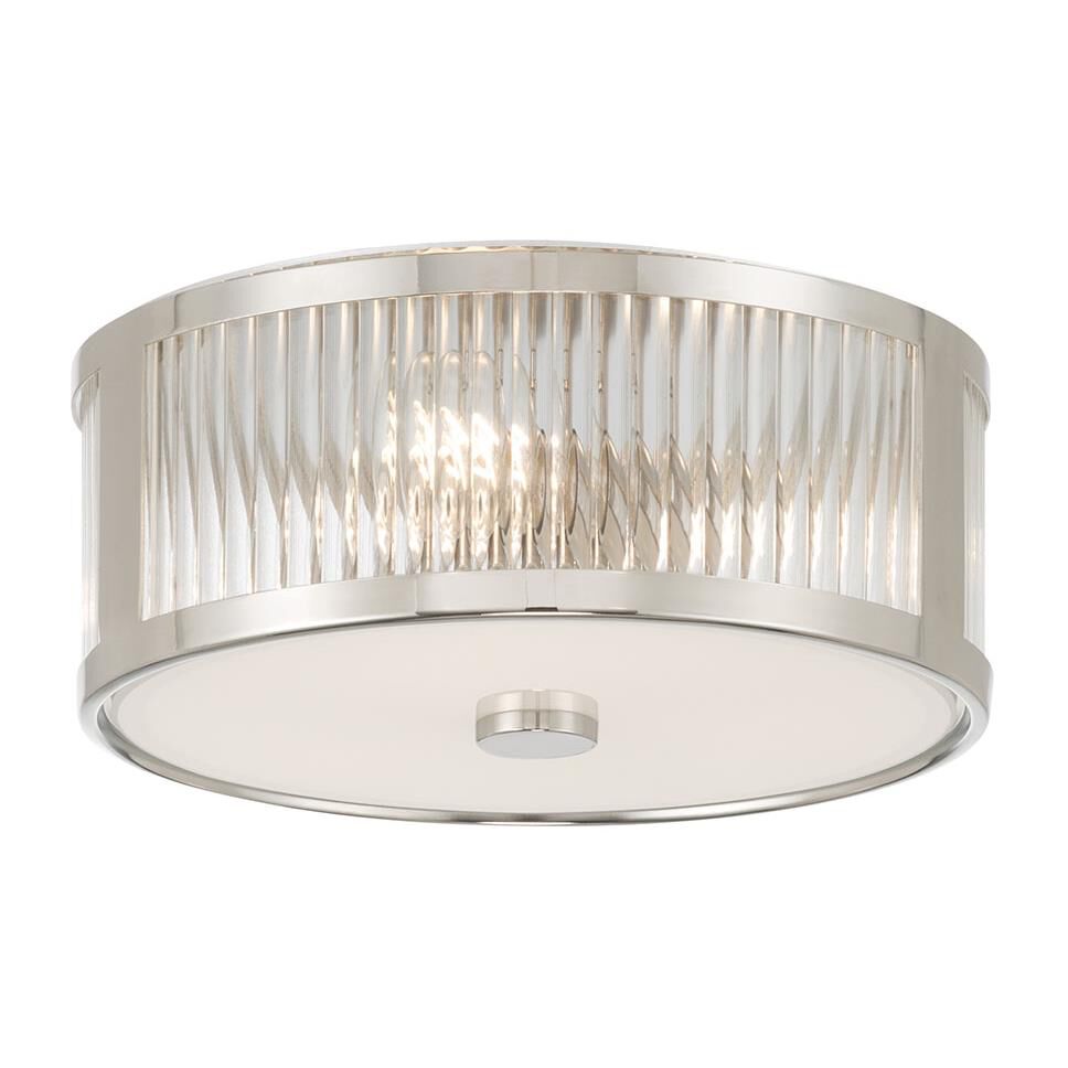 Shown in Polished Nickel finish and Clear Ribbed glass