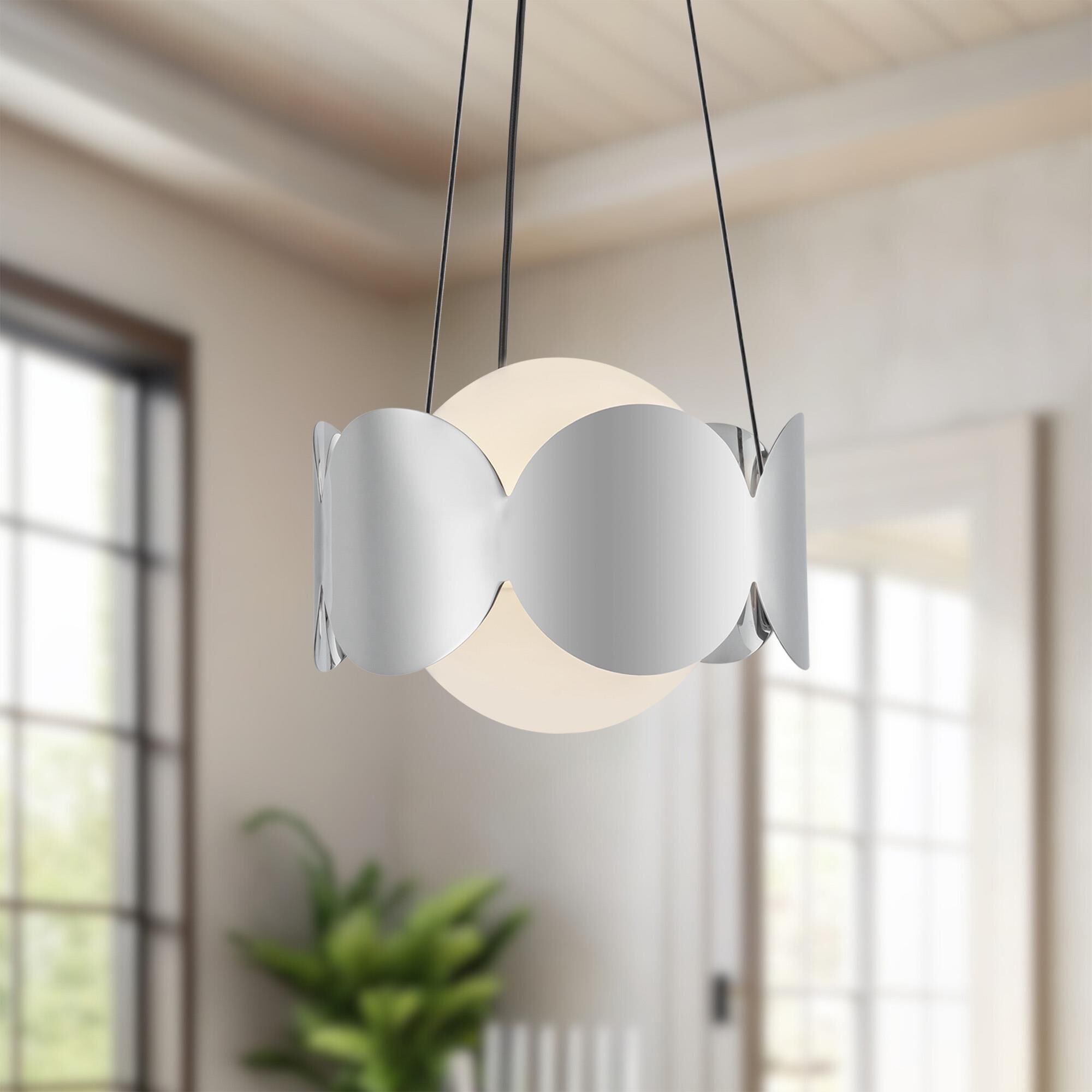 Shown in Chrome finish and Opal glass