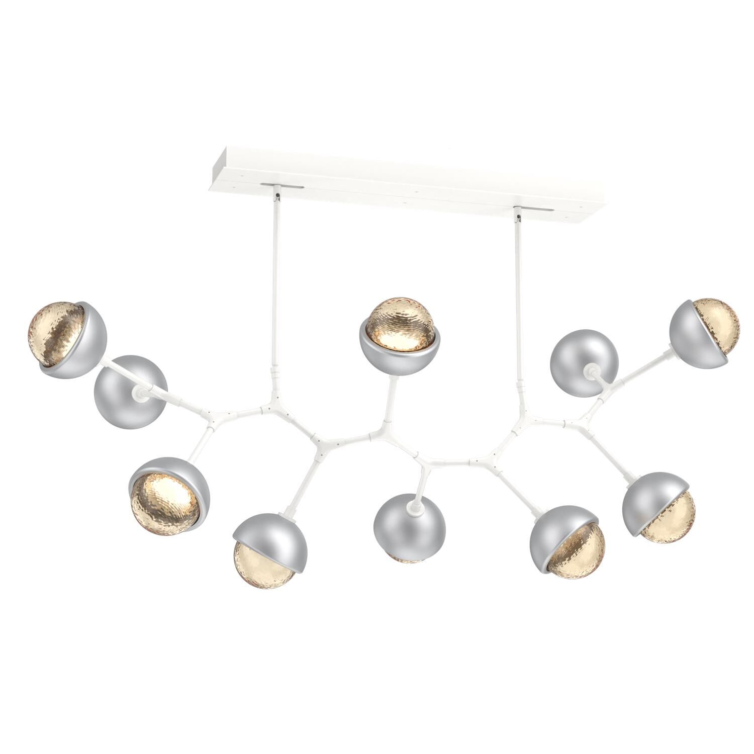 Shown in Salt White finish and Amber glass and Classic Silver accent