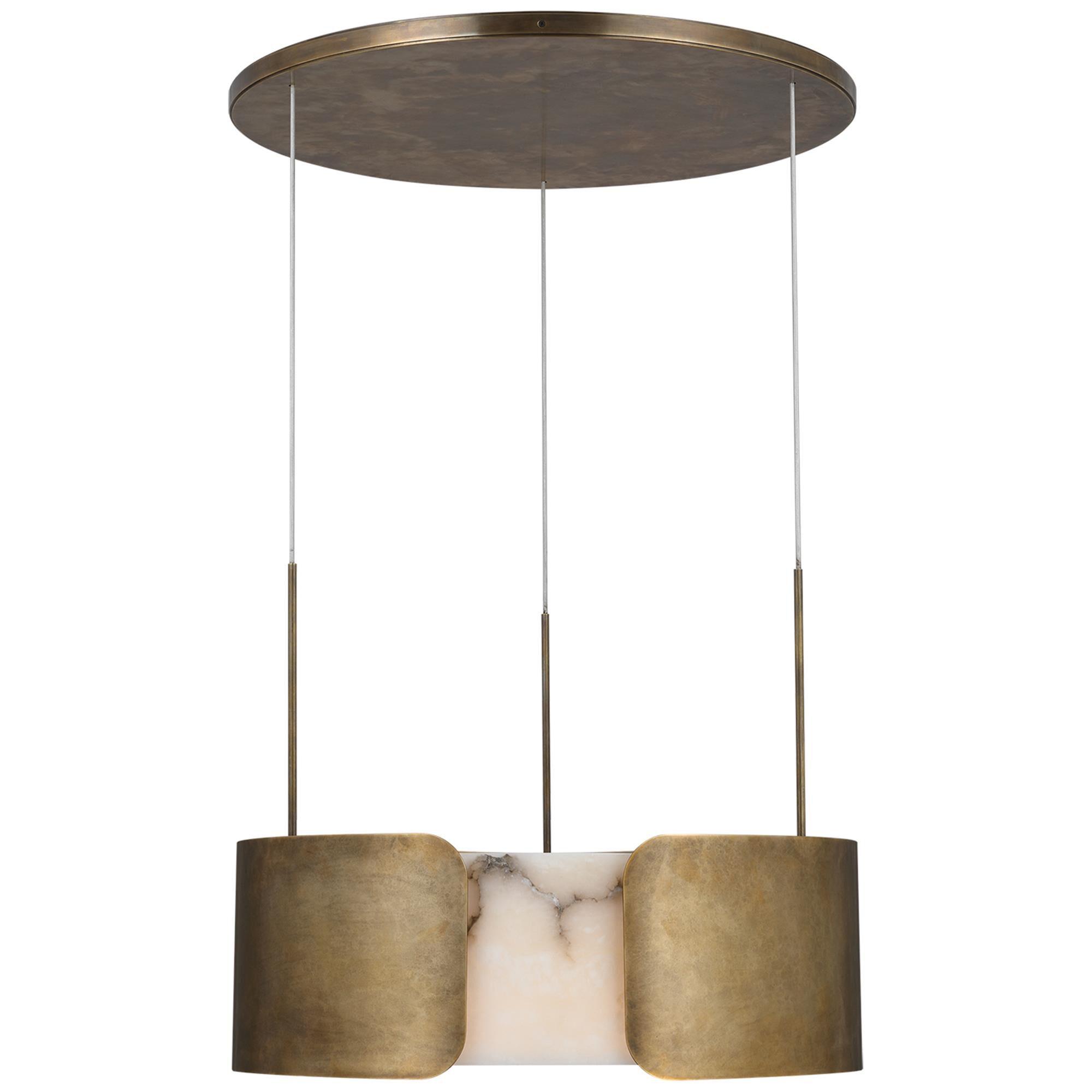 Shown in Mottled Brass finish and Alabaster shade