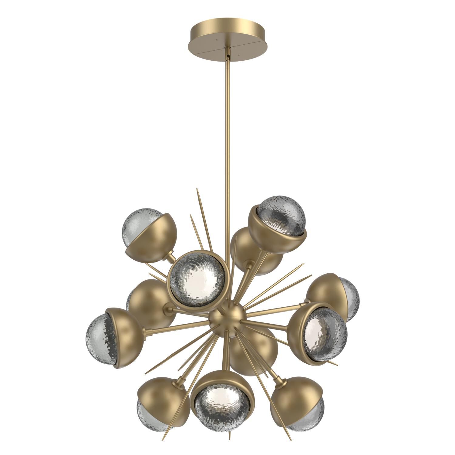 Shown in Gilded Brass finish and Smoke glass and Metal Shade Matching Finish accent