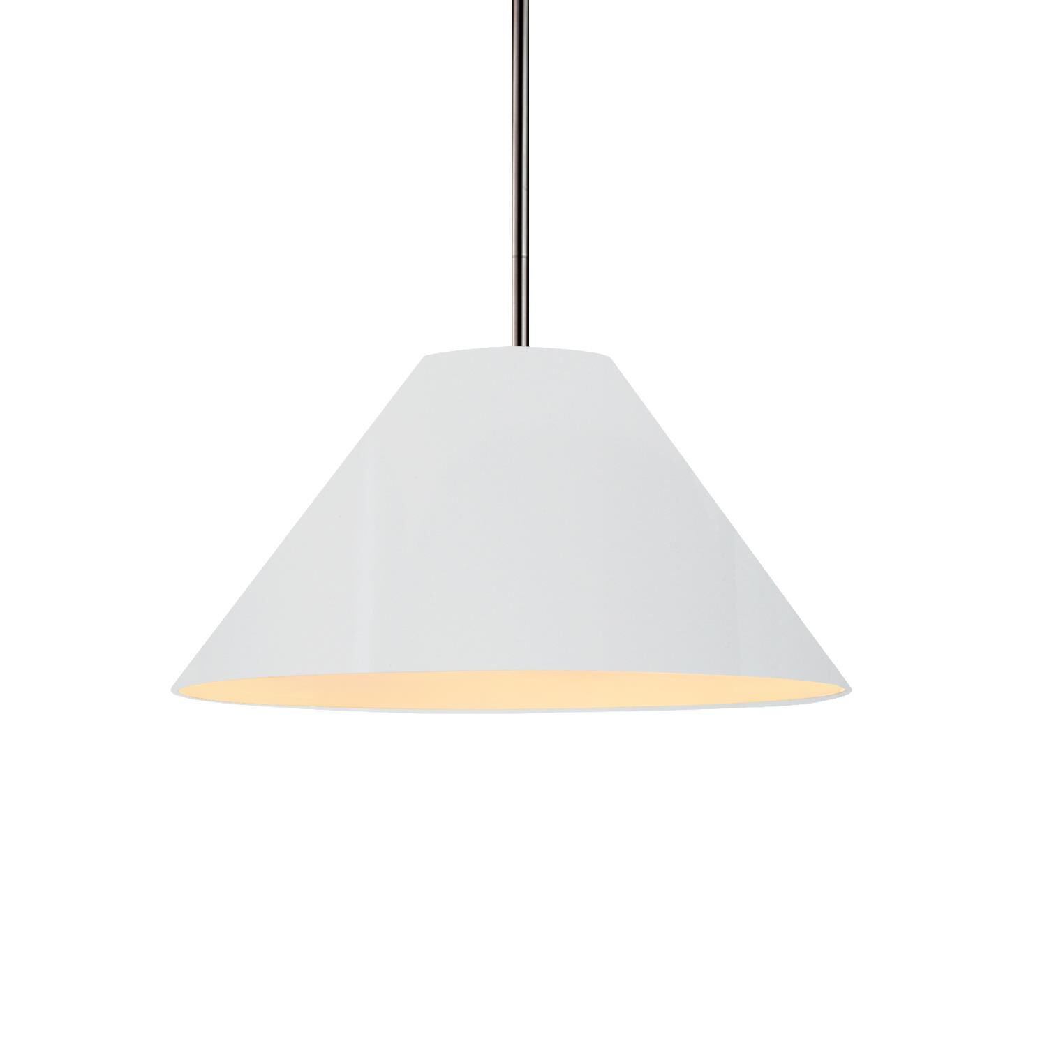 Shown in Brushed Nickel finish and Gloss White shade