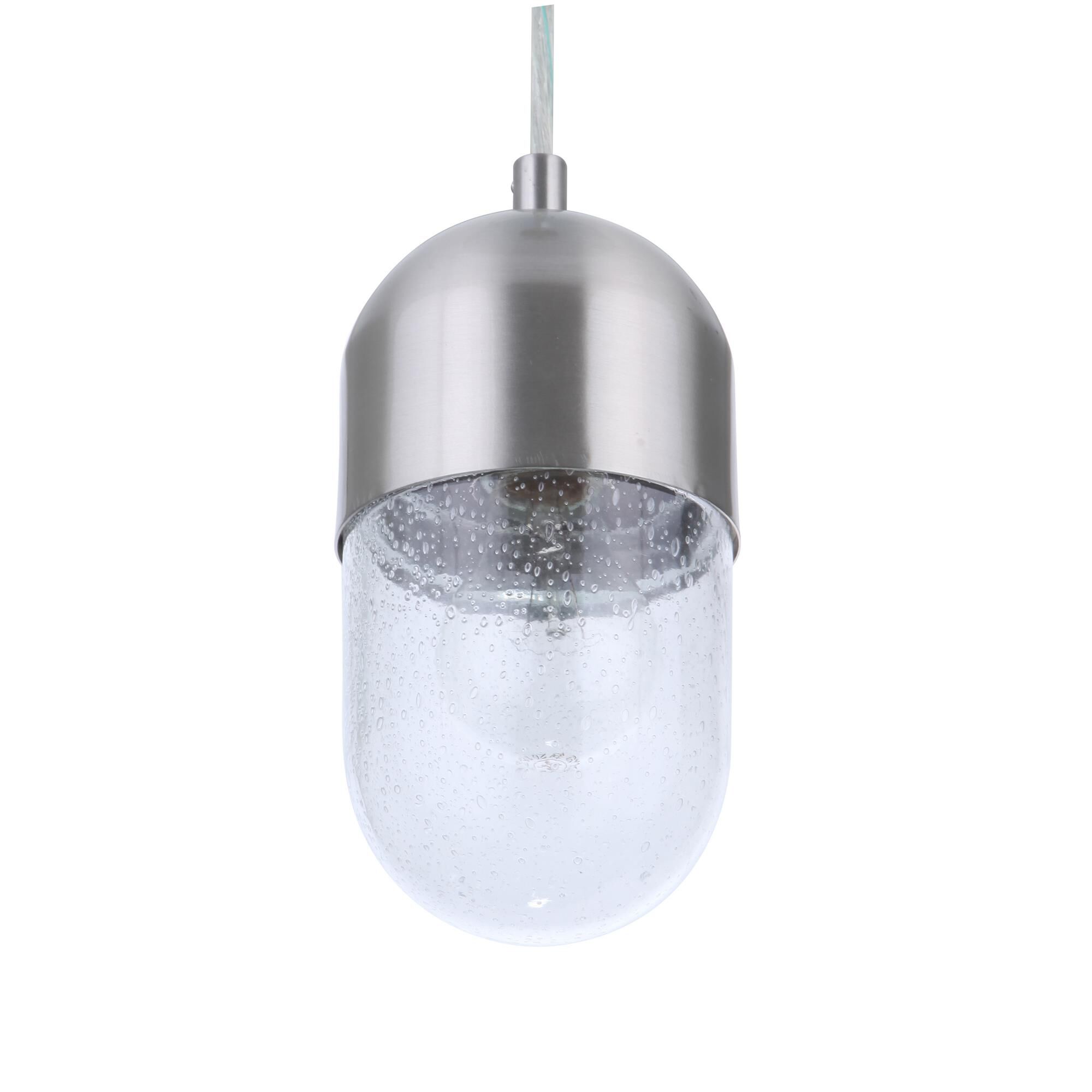Shown in Brushed Polished Nickel finish and Clear Seeded glass and Glass shade