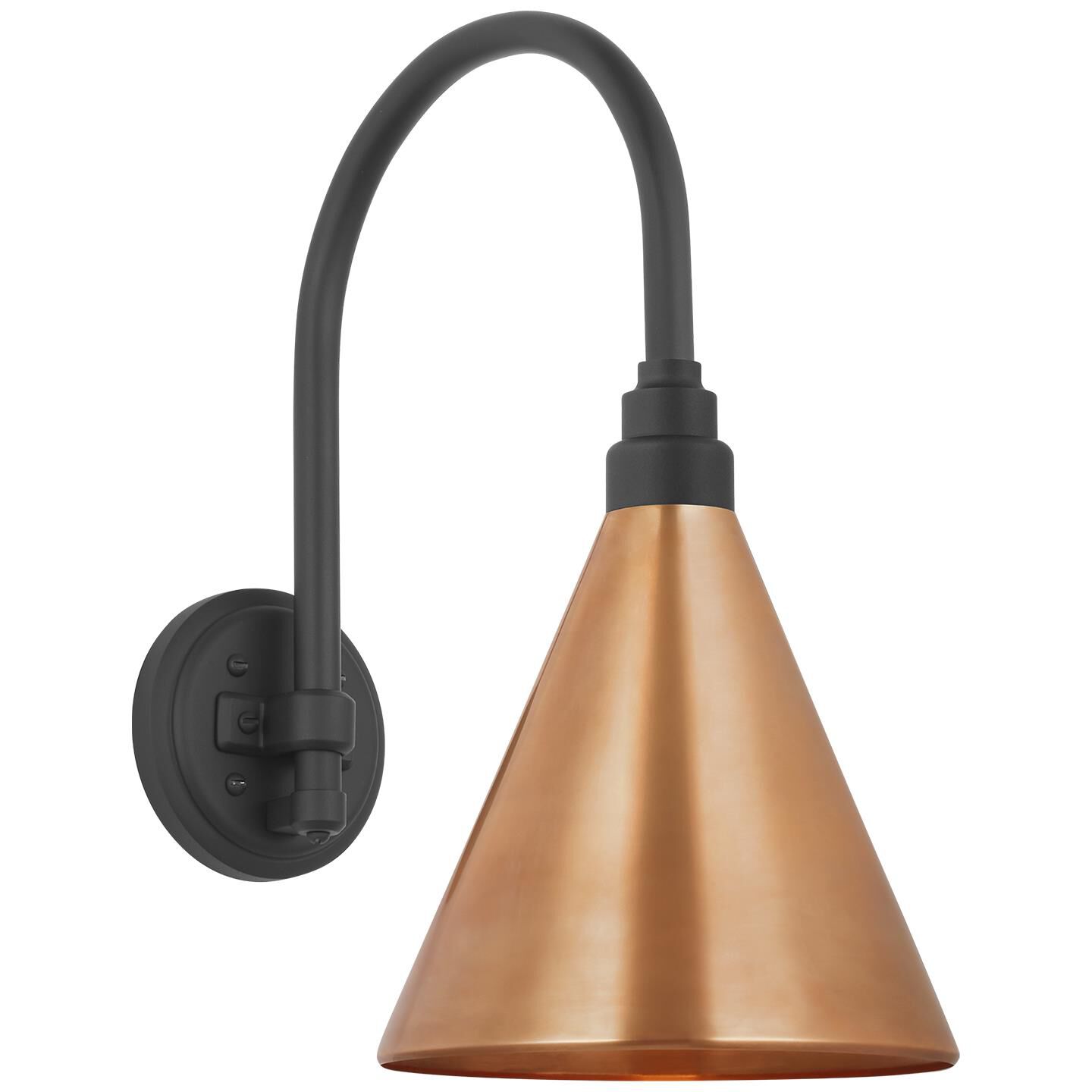 Shown in Matte Black finish and Soft Copper Conical Savannah shade