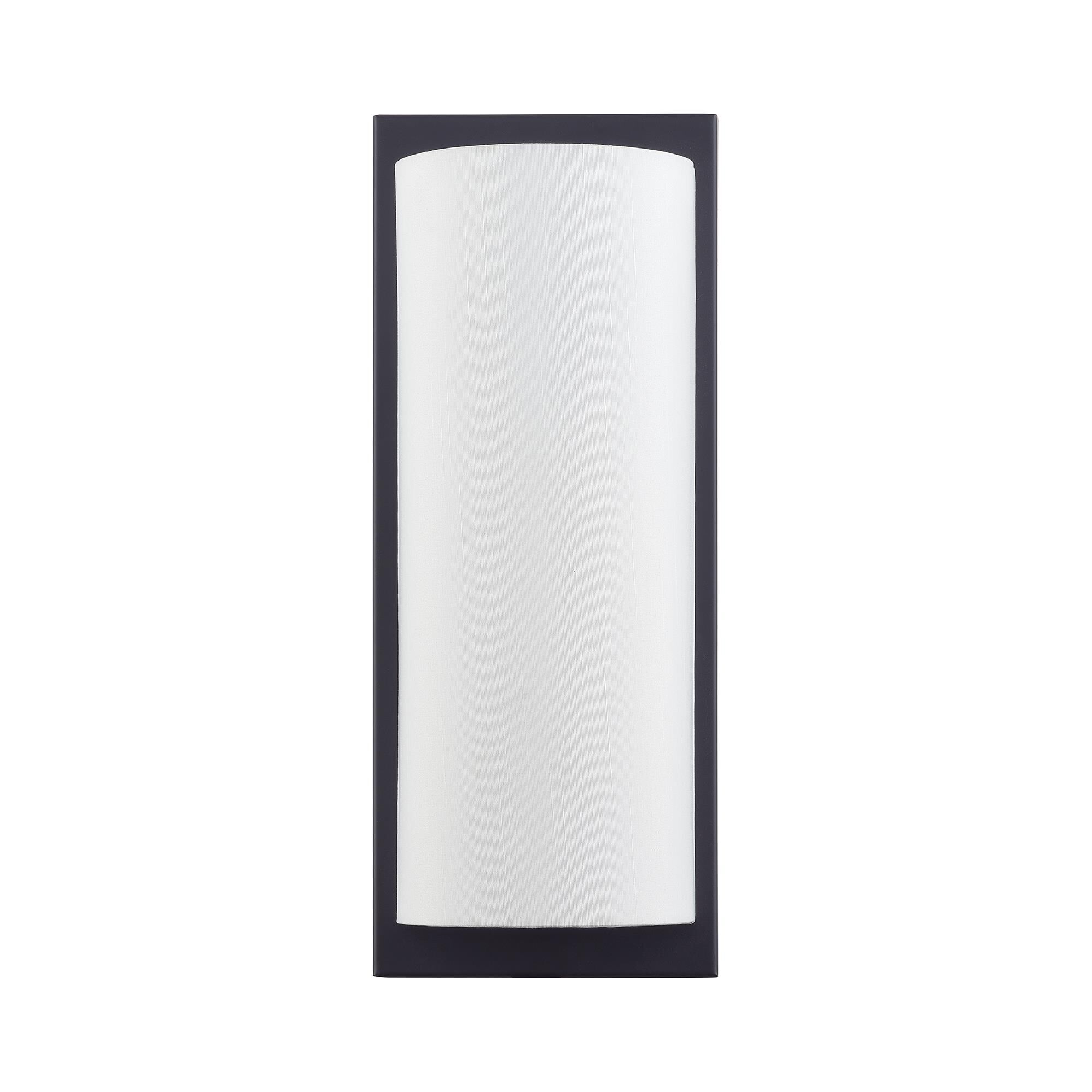 Shown in Black finish and Hand Crafted Off-White Fabric Hardback shade