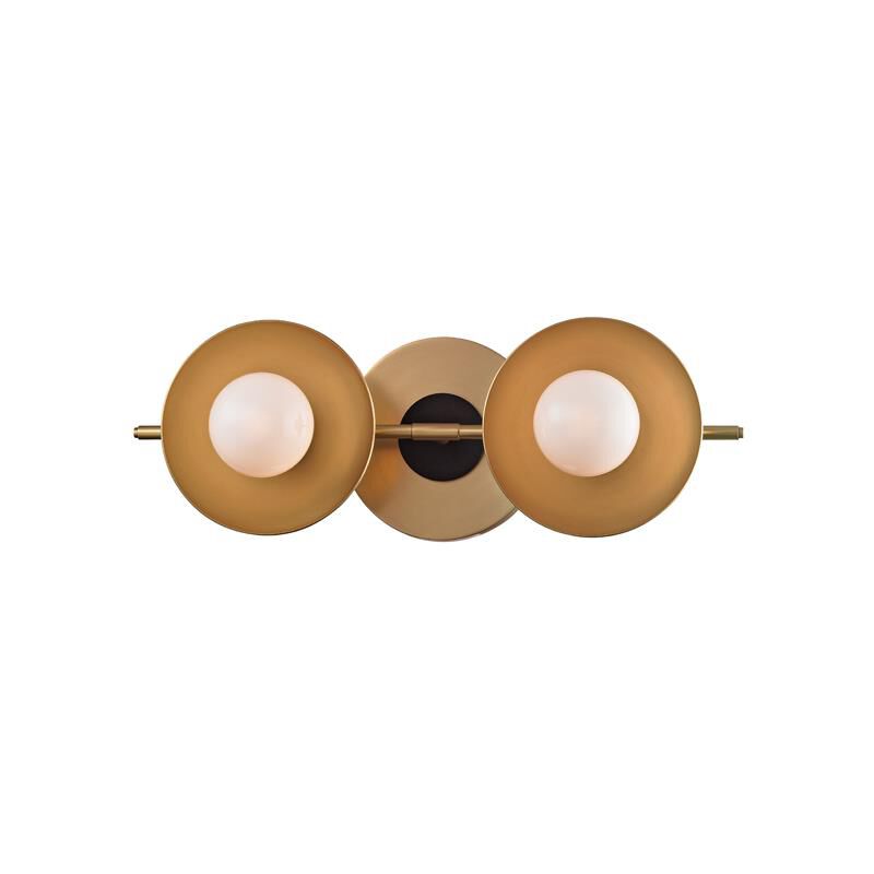 Shown in Aged Brass finish and Opal Matte glass