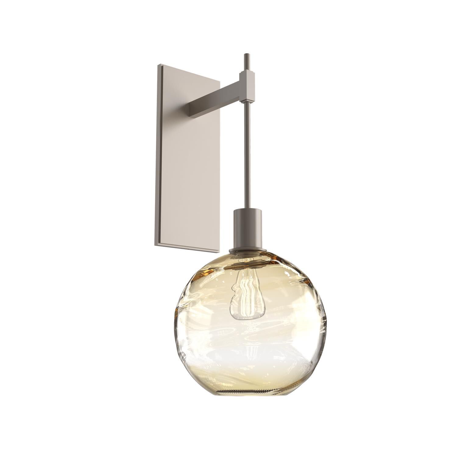 Shown in Metallic Beige Silver finish and Optic Blown Amber glass