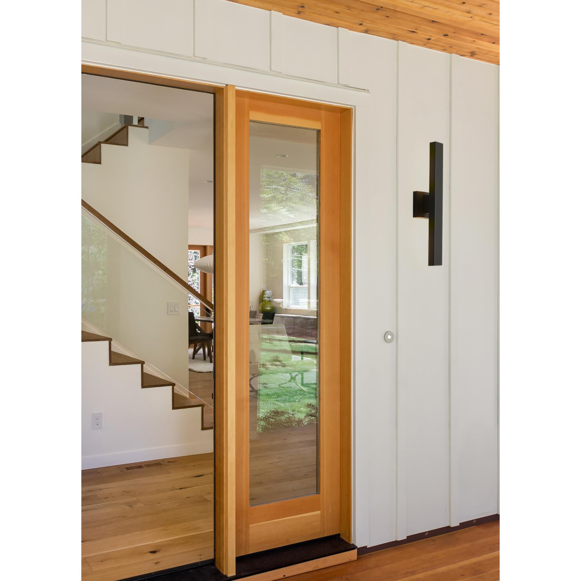 Shown in Black finish and Sandblast glass